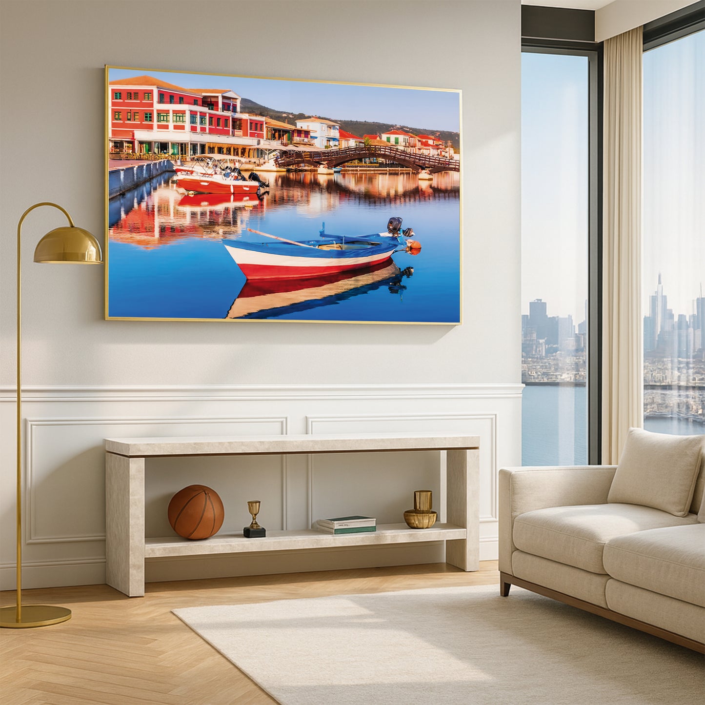 Lefkada Harbor β Greek Fishing Village Wall Art, Colorful Waterfront Scene