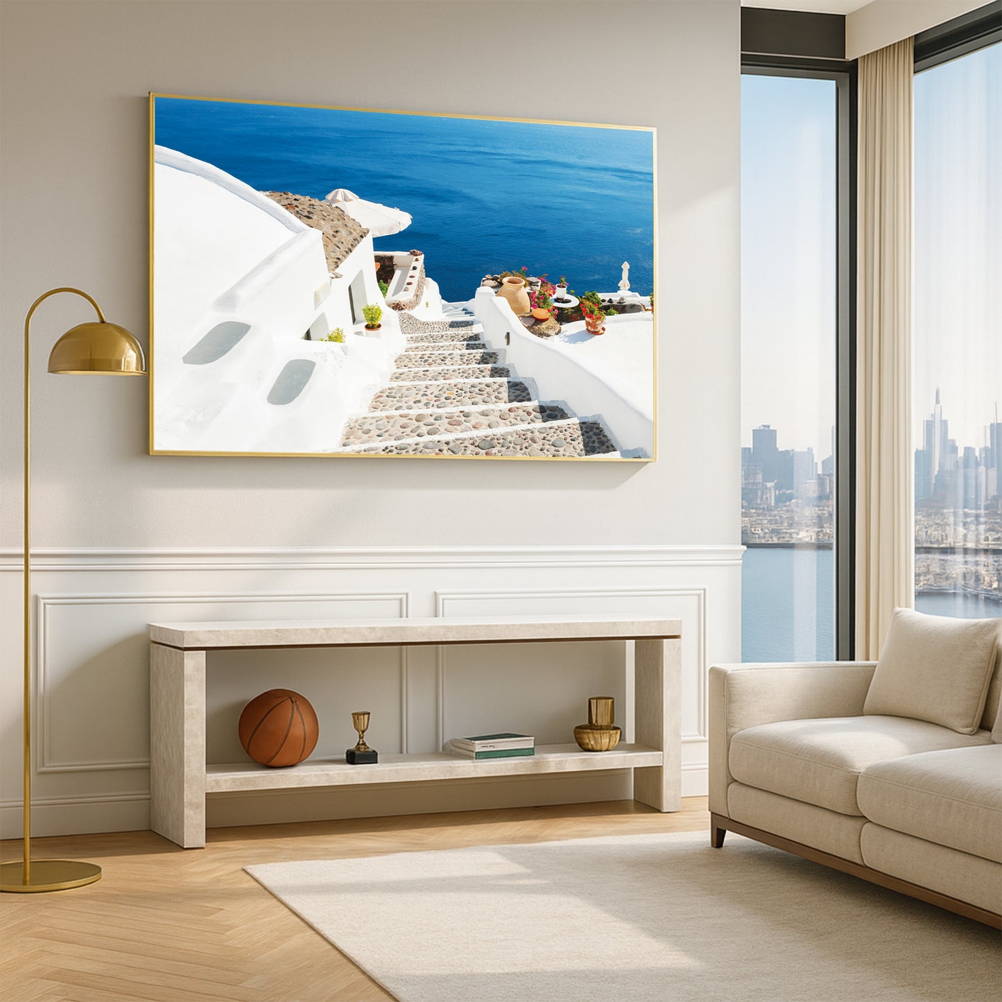 Santorini Cliffside Stairs – Greek Island Wall Art