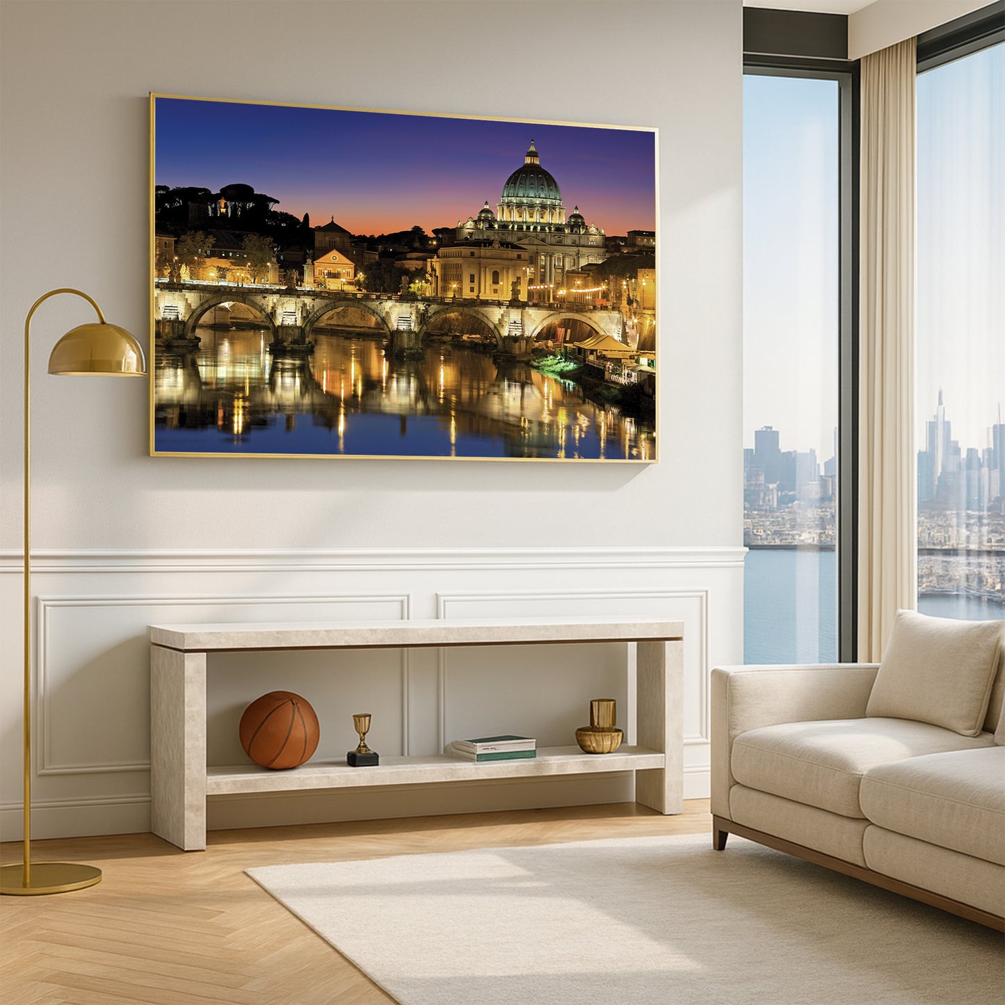 Vatican at Dusk โ Rome Cityscape Wall Art, St. Peter's Basilica and Tiber River Reflections