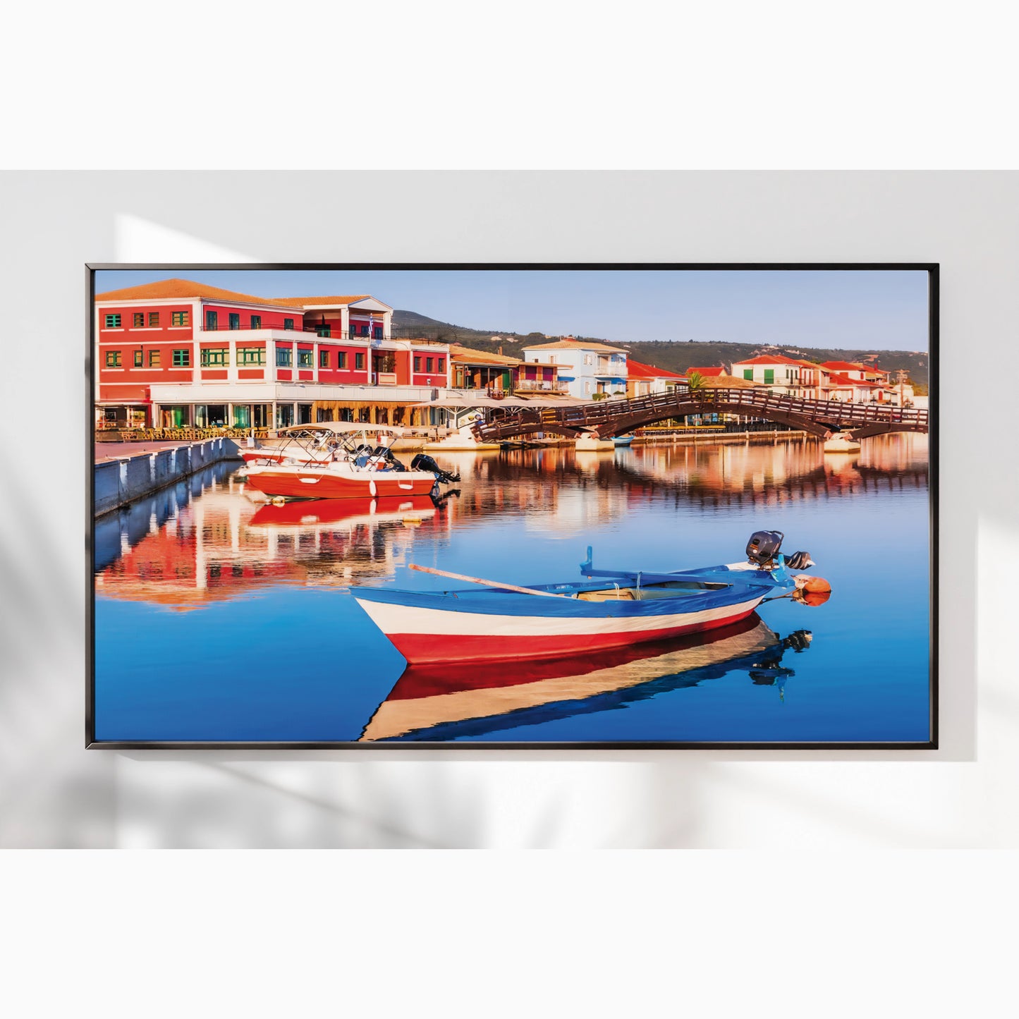 Lefkada Harbor β Greek Fishing Village Wall Art, Colorful Waterfront Scene