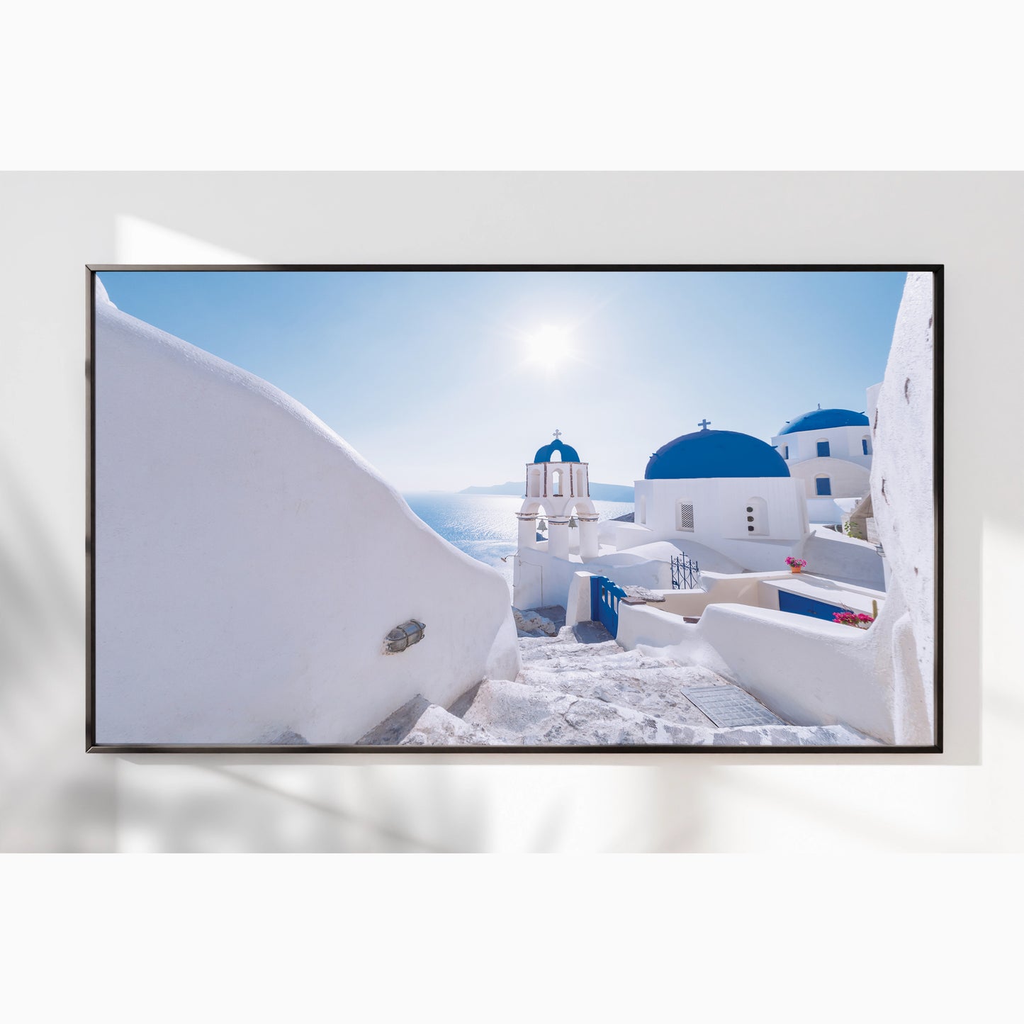 Oia Vista β Santorini Bell Tower Wall Art, Iconic Greek Architecture at Sunrise