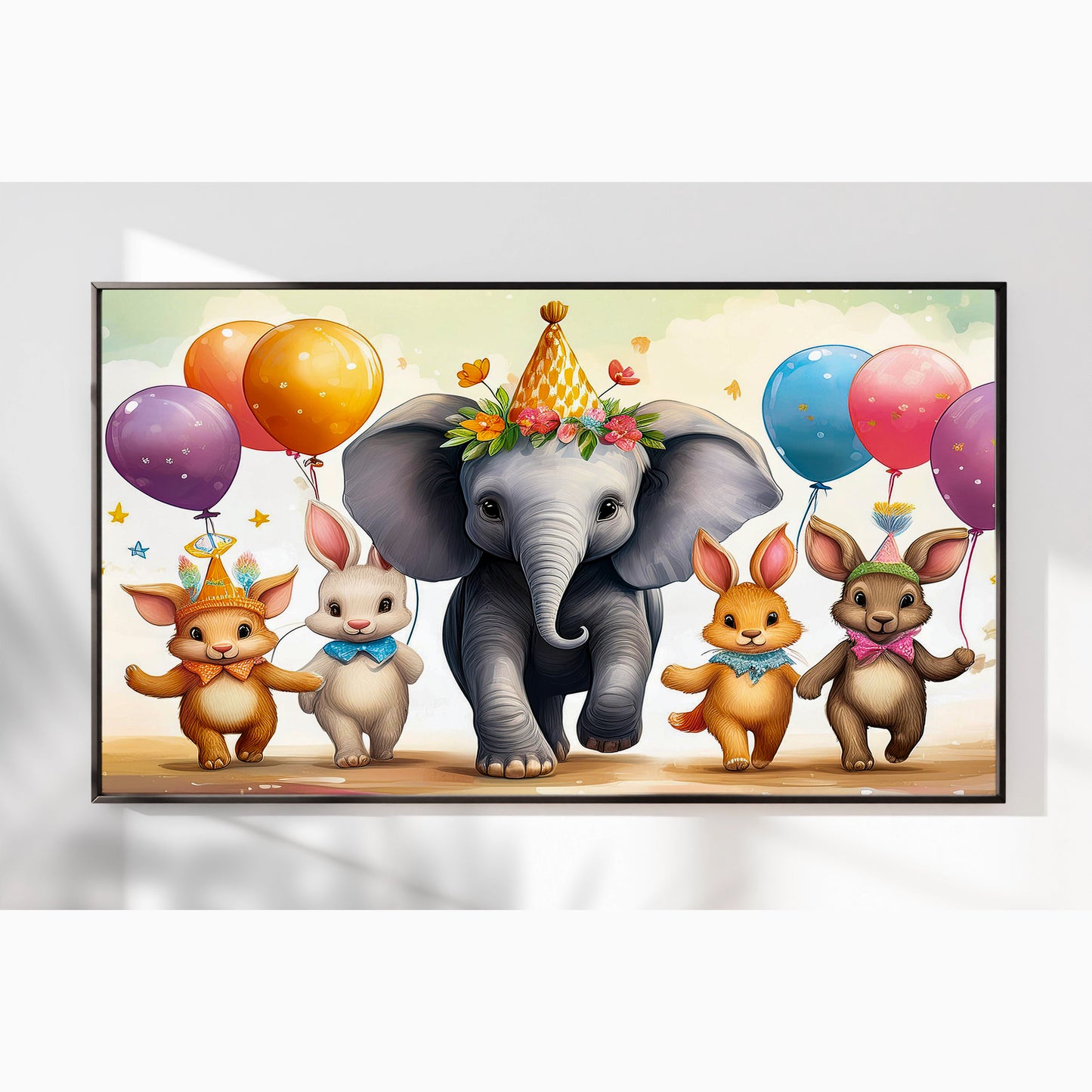 Parade with Elephant & Forest Friends – Celebration Wall Art for Kids