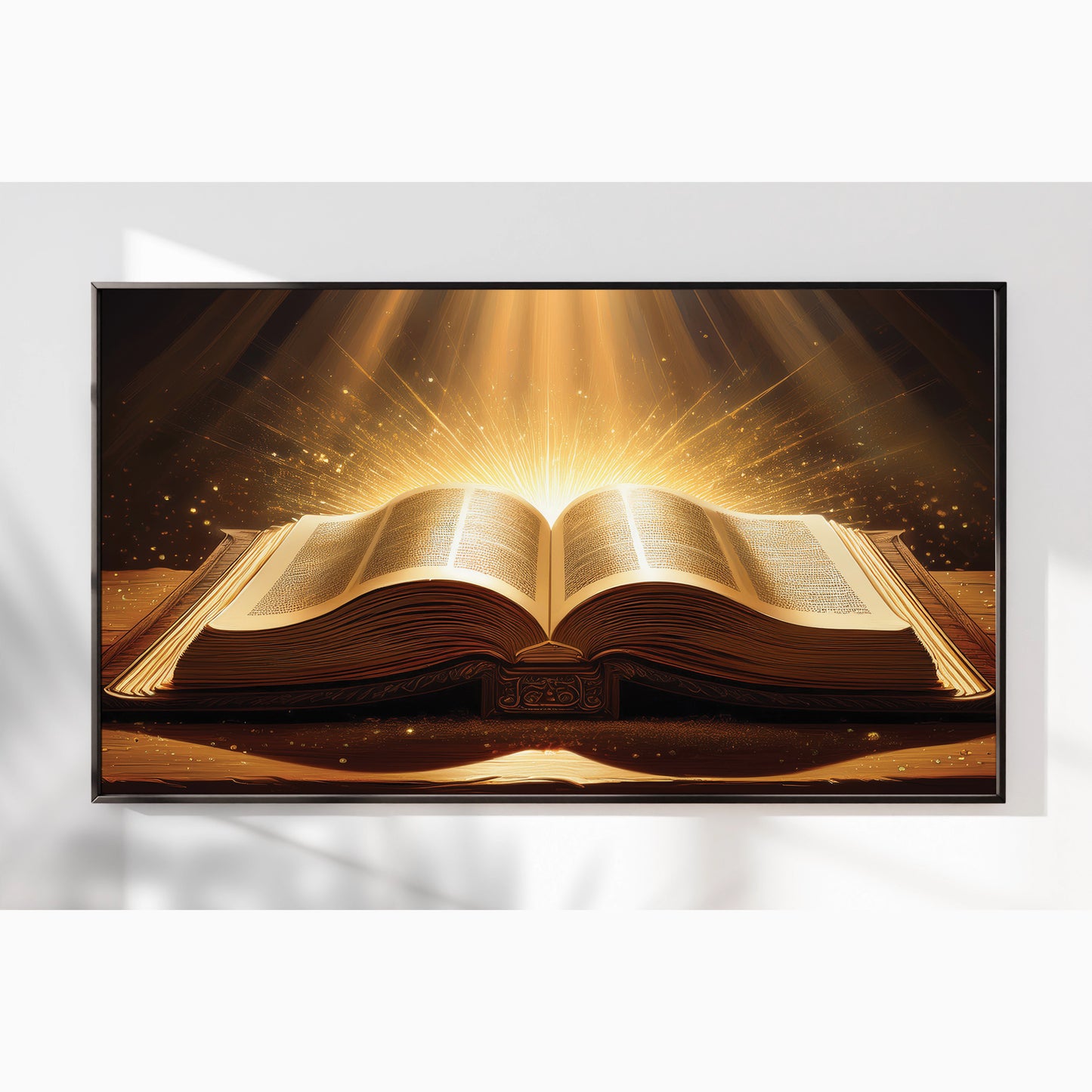 Holy Bible Illuminated Wall Art – Radiant Spiritual Décor