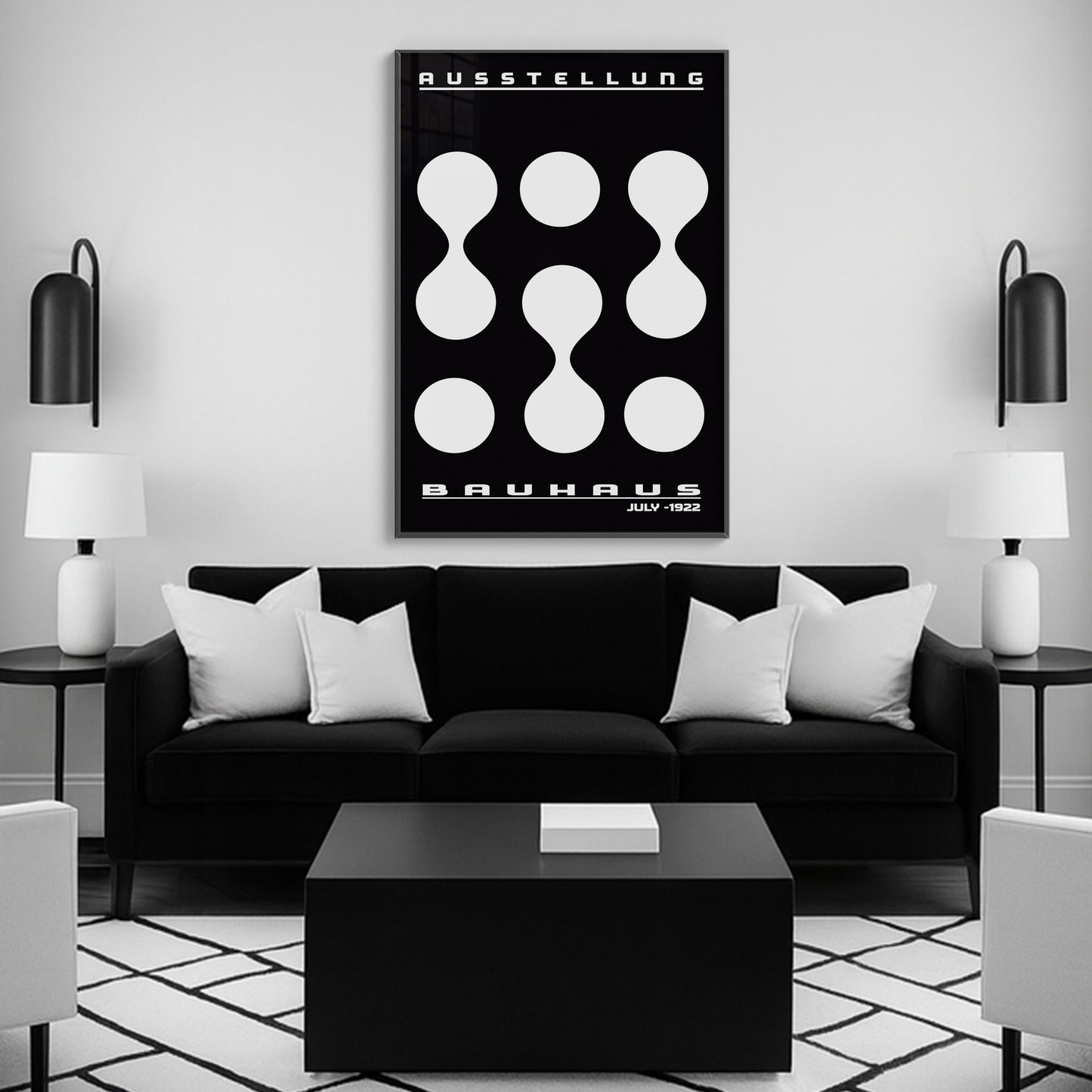 Modern Rhythm – Bauhaus Exhibition 1922 | Luxury Framed Glass Art (Multiple Colors)