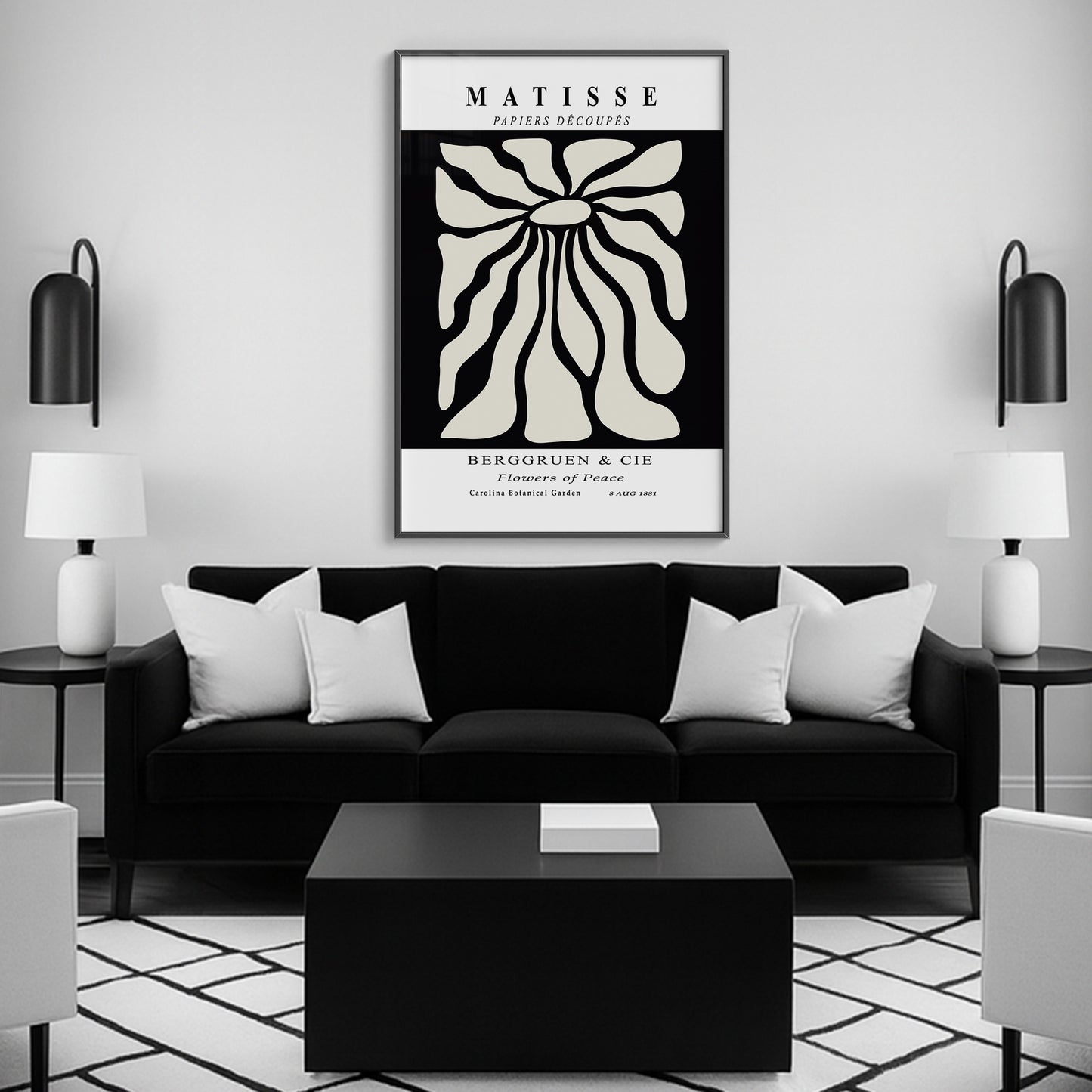 Timeless Elegance - Modern Matisse Inspired Geometric Wall Art β Luxury Glass Framed Wall Decoration (Multiple Colors)