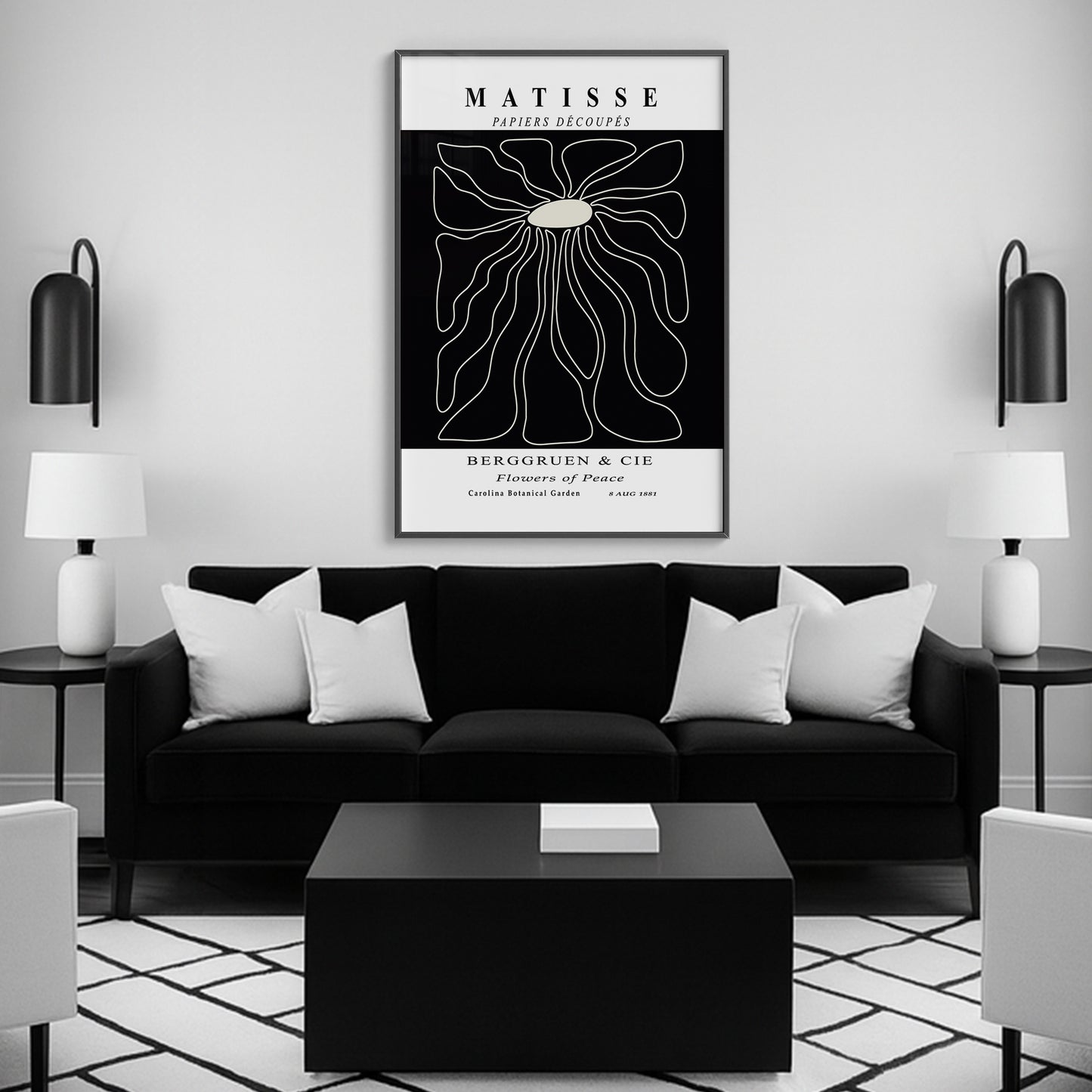 Radiant Bloom - Modern Matisse Inspired Geometric Wall Art β Luxury Glass Wall Decoration (Multiple Colors)