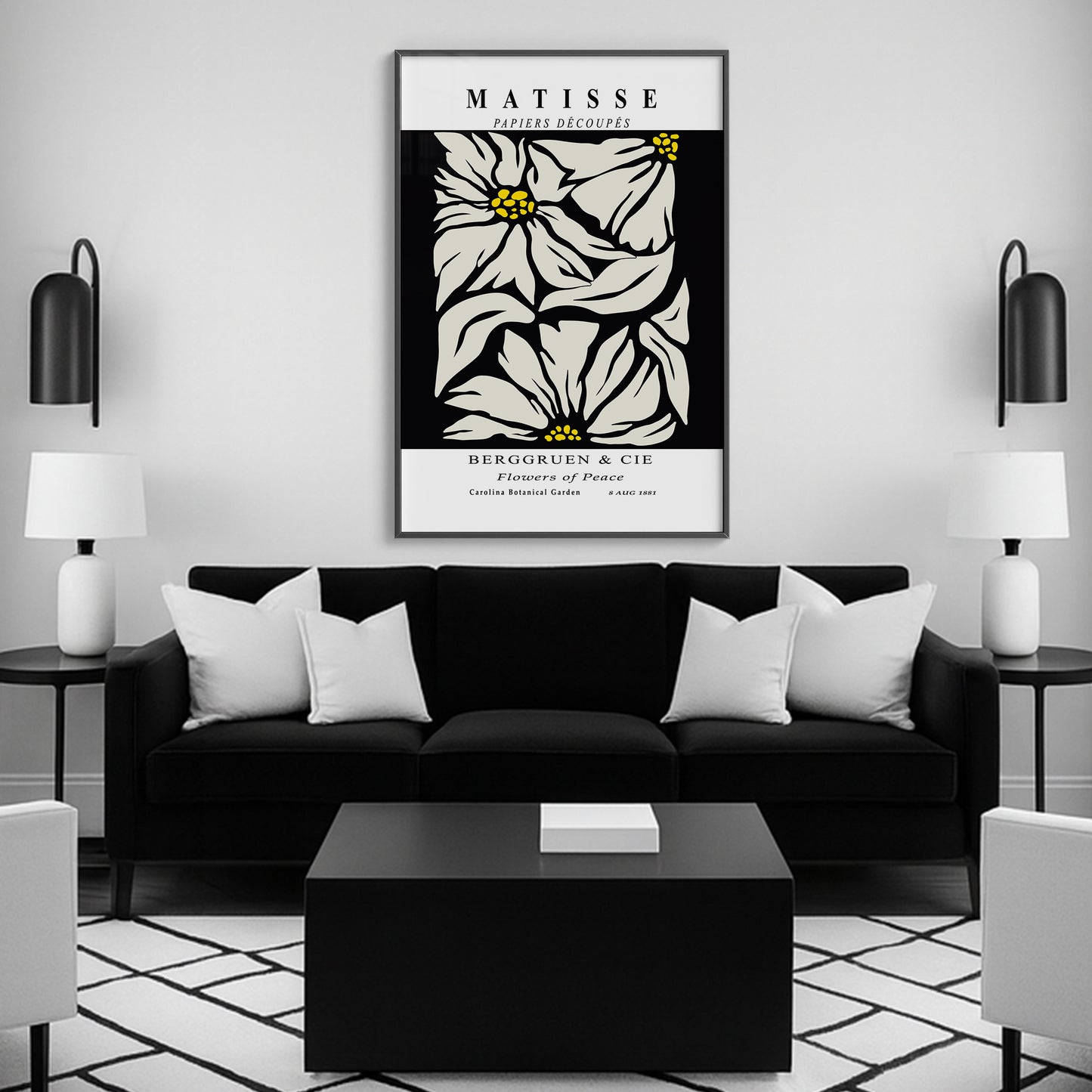 Golden Bloom- Modern Matisse Inspired Geometric Wall Art β Luxury Framed Glass Wall Decoration (Multiple Colors)