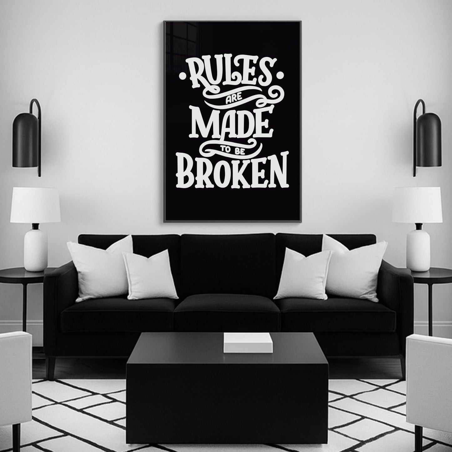 Rules Are Made to Be Broken - Luxury Glass Framed Wall Art (Multiple Colors)