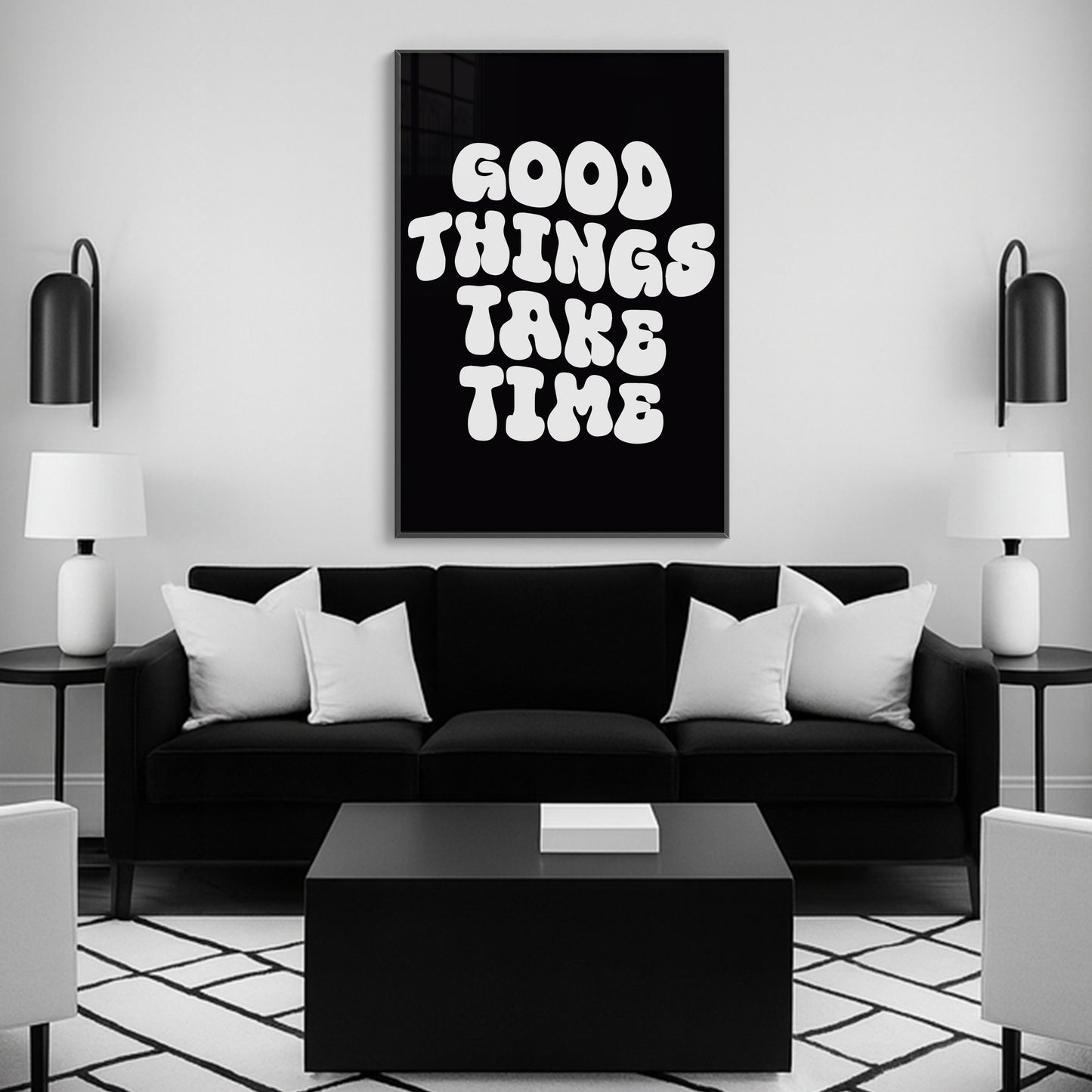 Good Things Take Time - Luxury Glass Framed Wall Art (Multiple Colors)