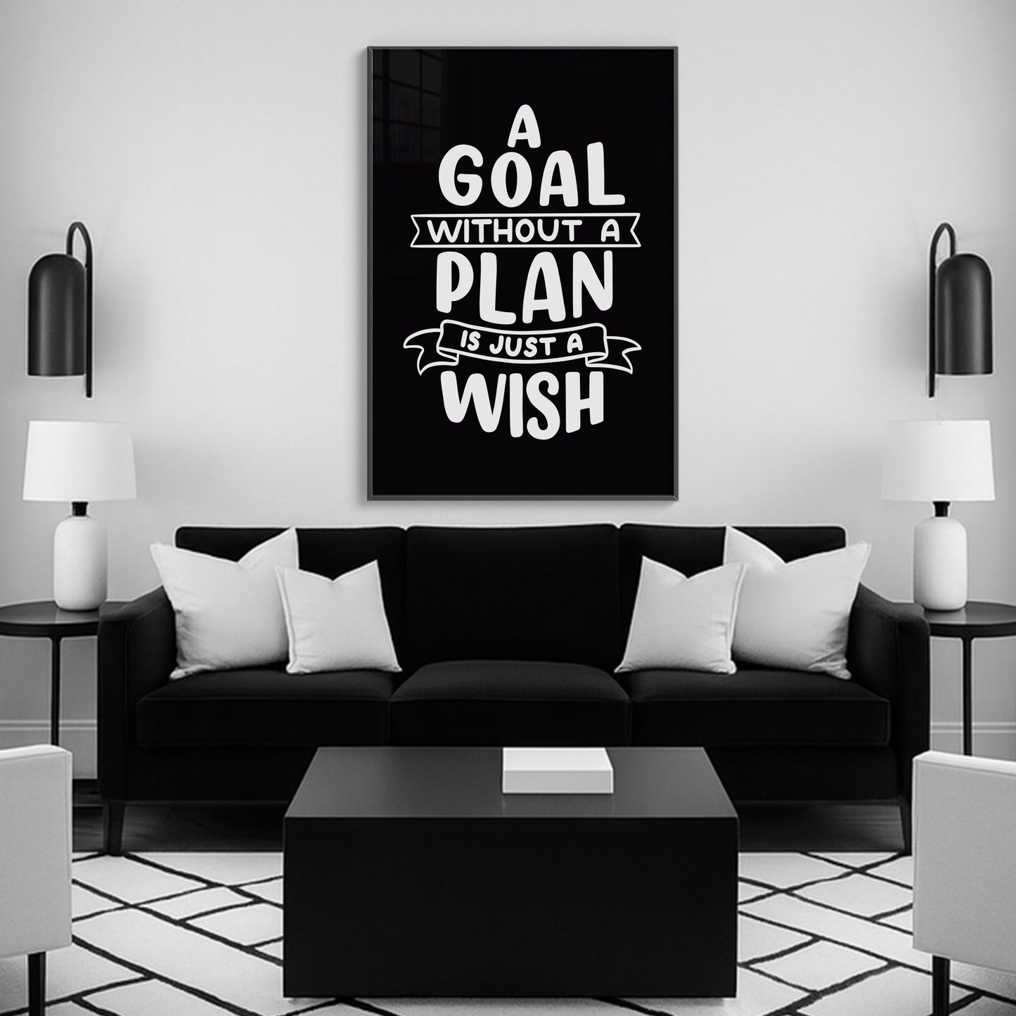 A Goal Without a Plan is Just a Wish - Luxury Framed Wall Art (Multiple Colors)