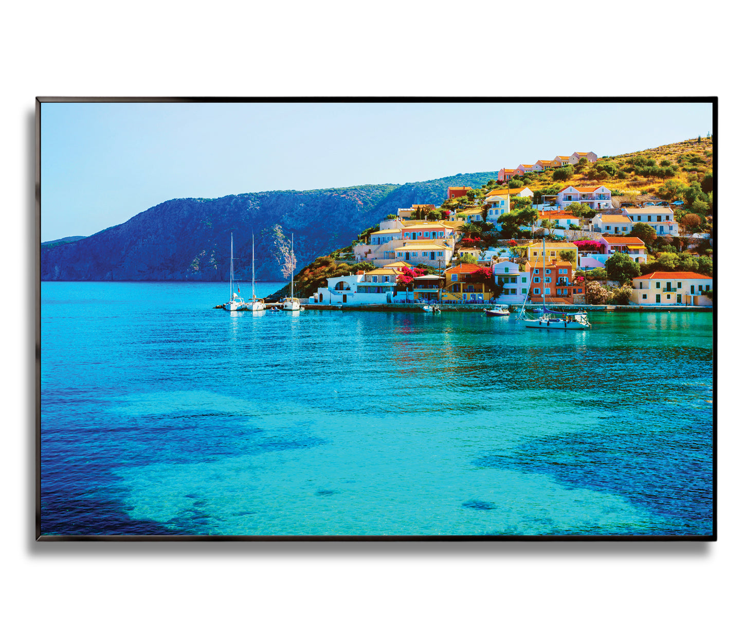 Assos Village Coastal View – Kefalonia Greece Wall Art, Seaside Homes and Turquoise Waters