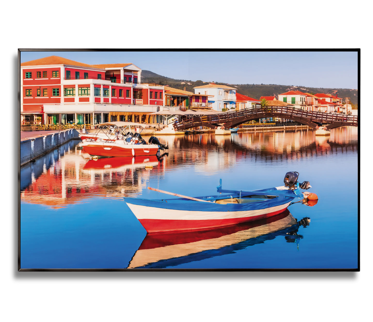 Lefkada Harbor β Greek Fishing Village Wall Art, Colorful Waterfront Scene