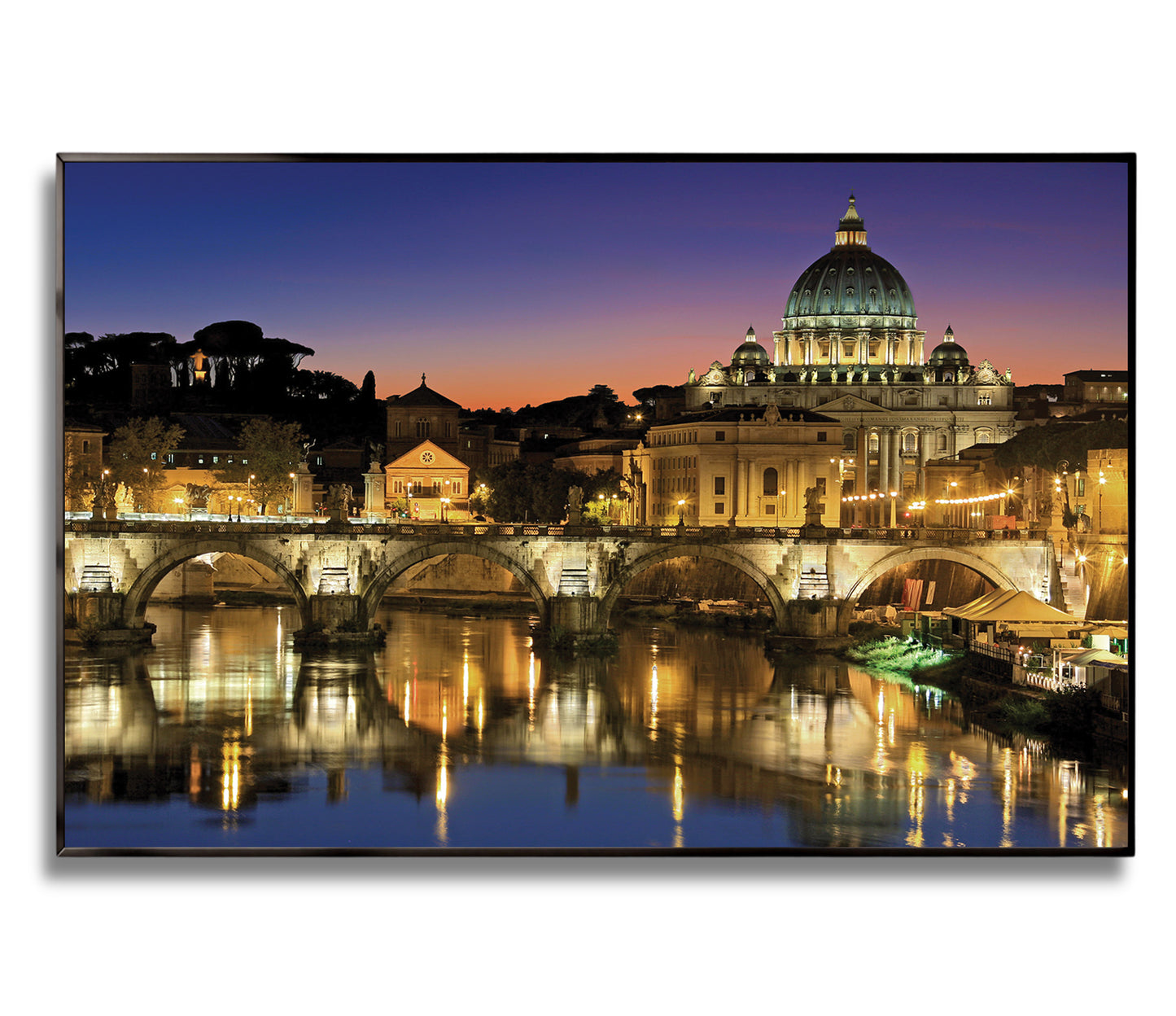 Vatican at Dusk โ Rome Cityscape Wall Art, St. Peter's Basilica and Tiber River Reflections