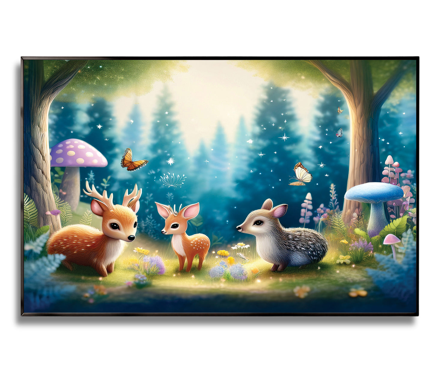 Woodland Babies Gathering – Whimsical Forest Nursery Art