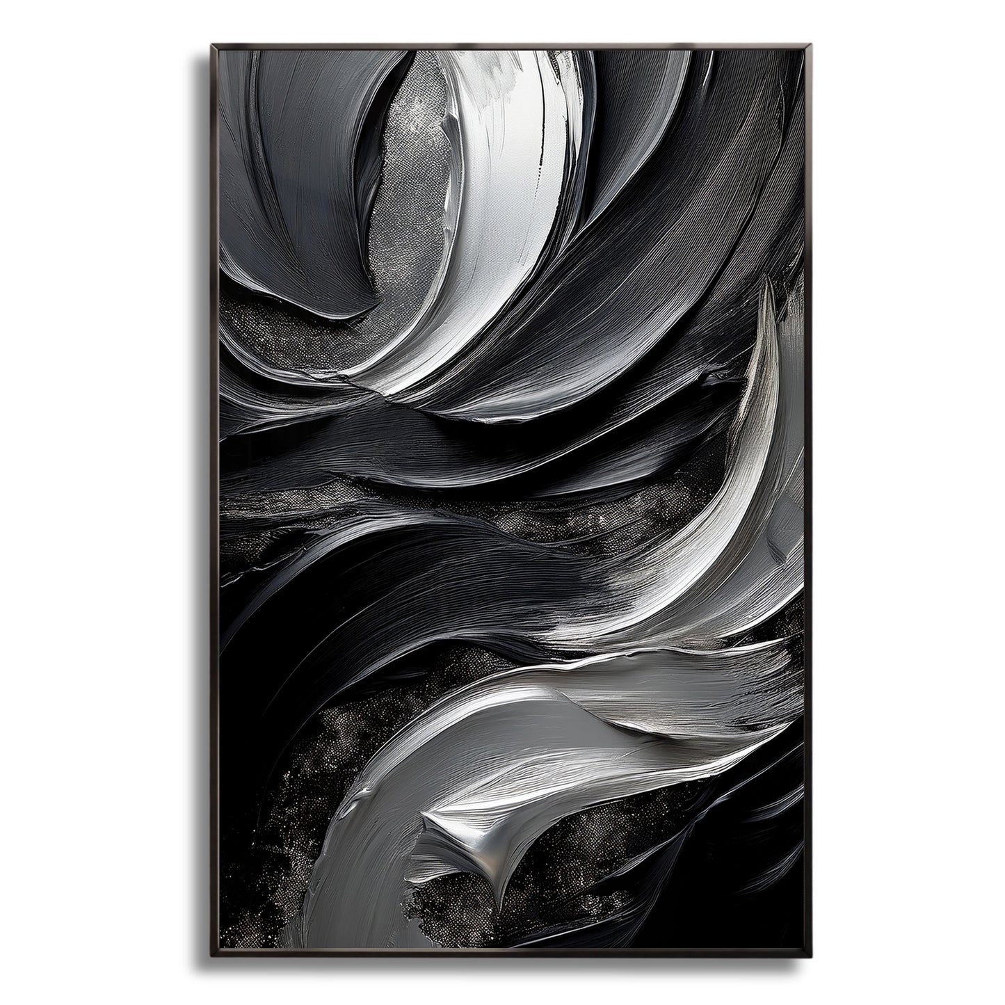 Black & Silver Abstract Wall Art – Modern Luxury Décor