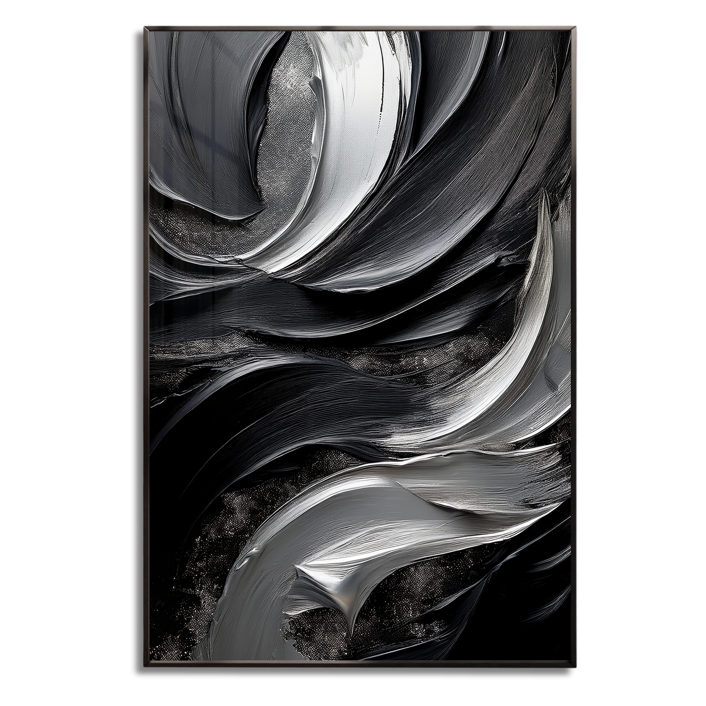 Black & Silver Abstract Wall Art – Modern Luxury Décor