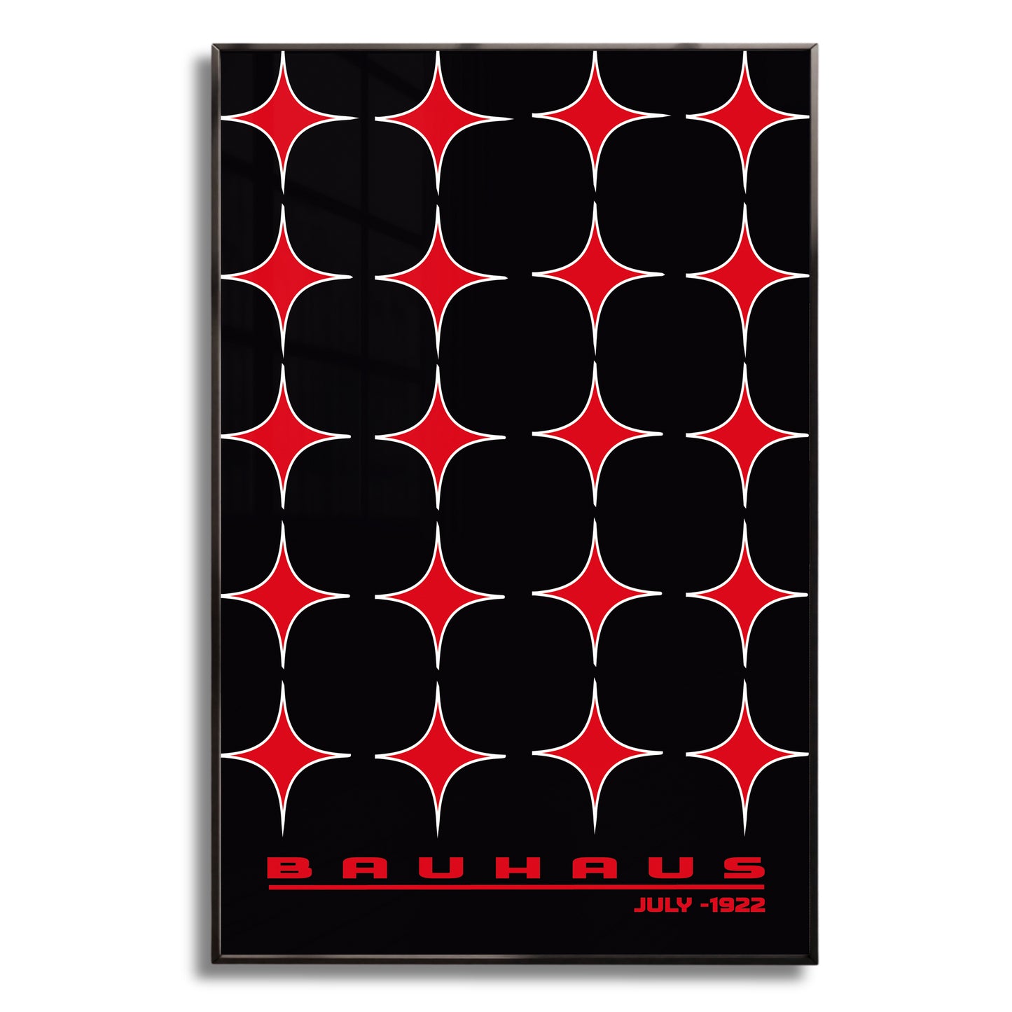 Star-form Grid – Bauhaus Exhibition 1922 | Luxury Framed Glass Wall Art (Multiple Colors)