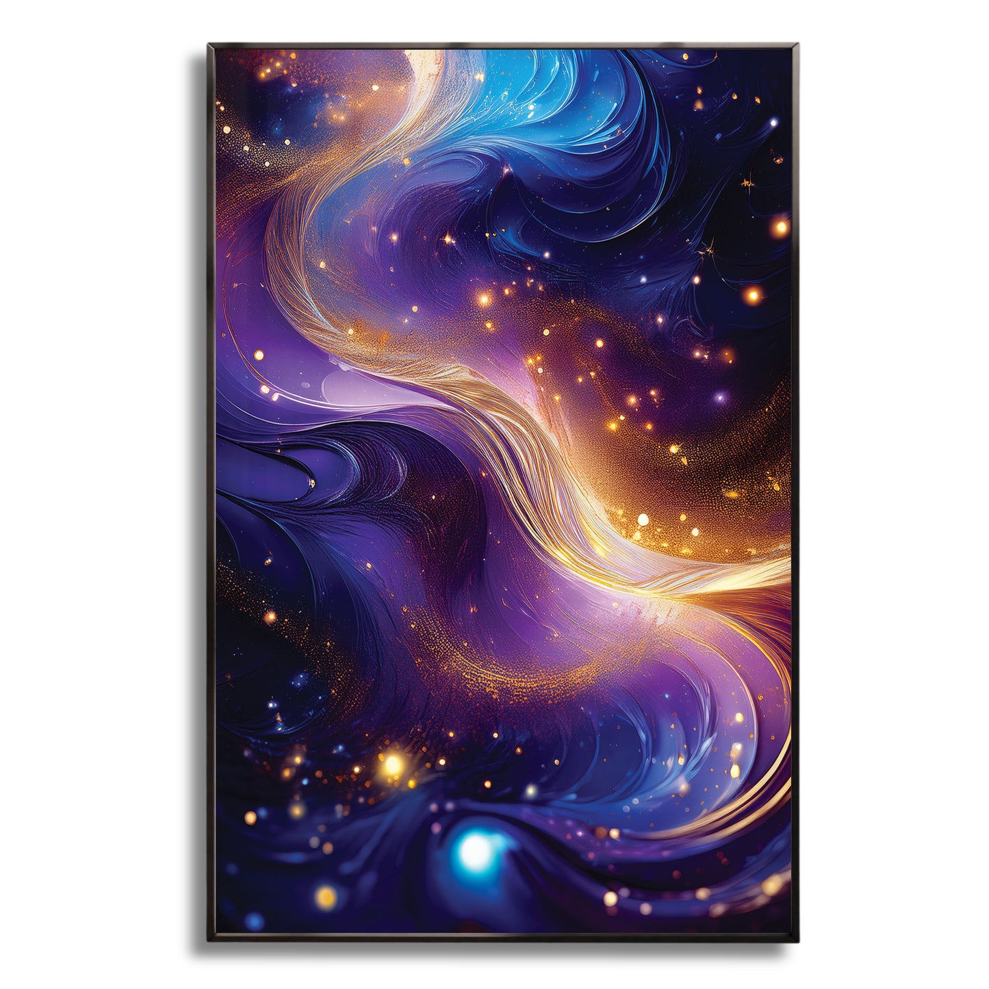 Cosmic Abstract Wall Art – Purple and Gold Galaxy-Inspired Décor