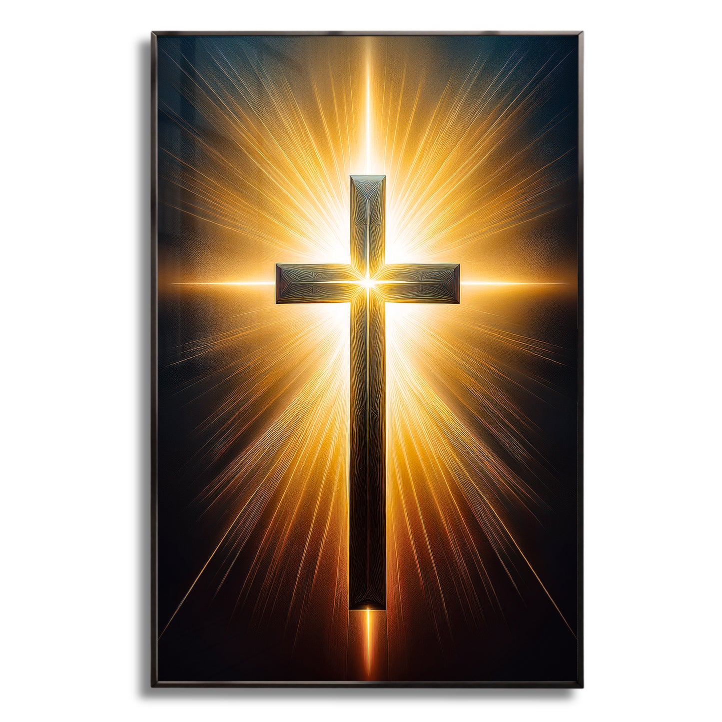Radiant Cross Wall Art – Golden Light Christian Décor