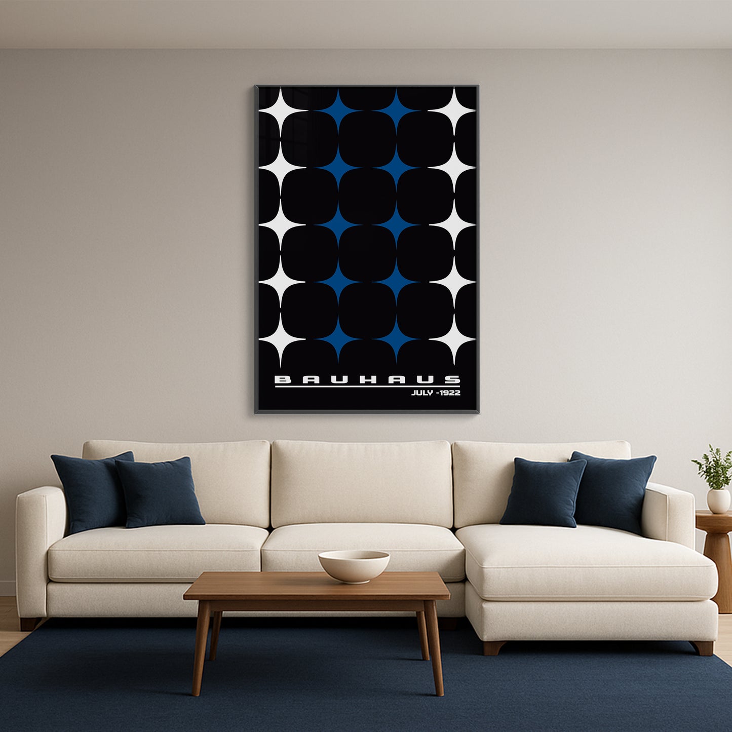 Star-form Grid – Bauhaus Exhibition 1922 | Luxury Framed Glass Wall Art (Multiple Colors)