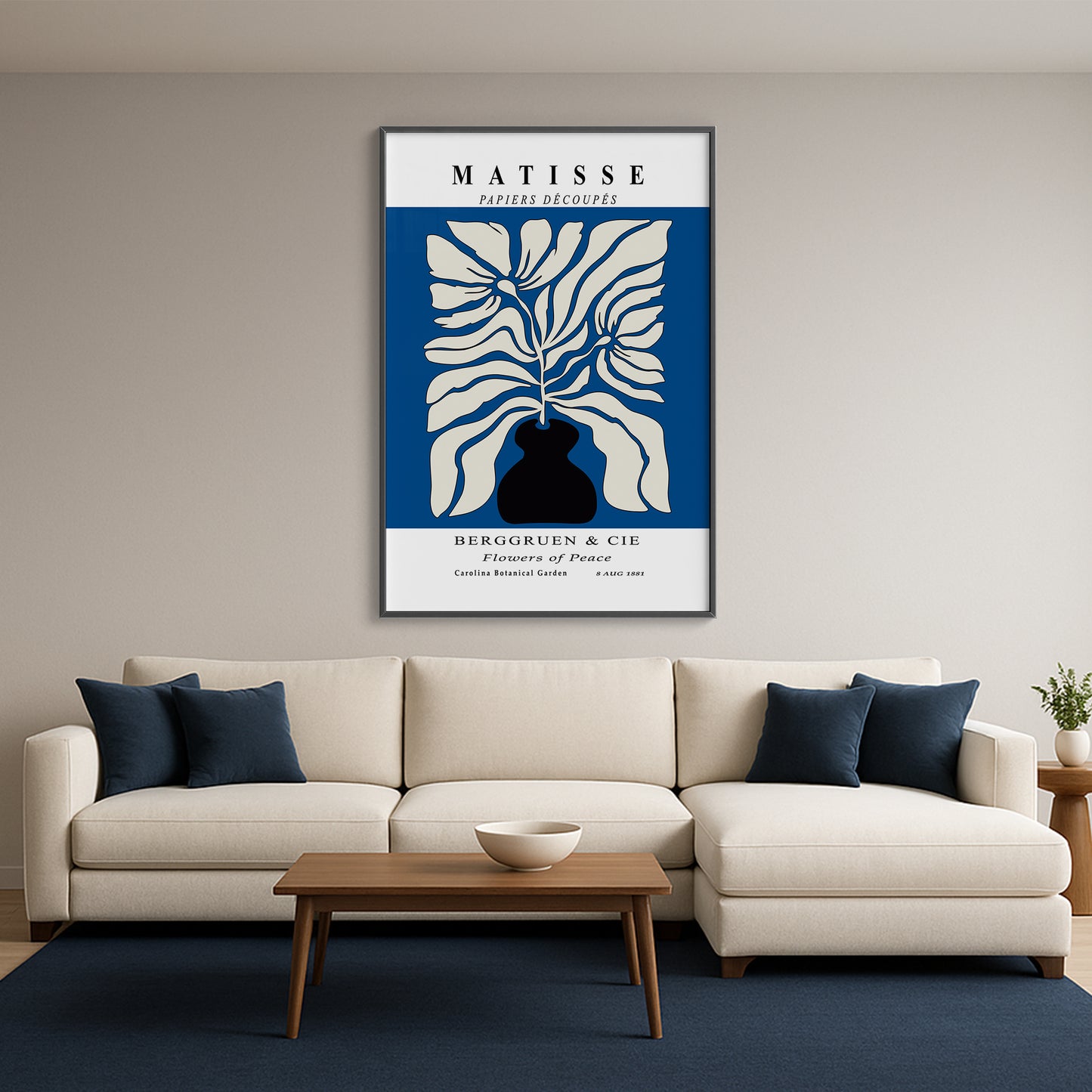 Botanic Serenity- Modern Matisse Inspired Geometric Wall Art – Luxury Framed Glass Wall Decoration (Multiple Colors)