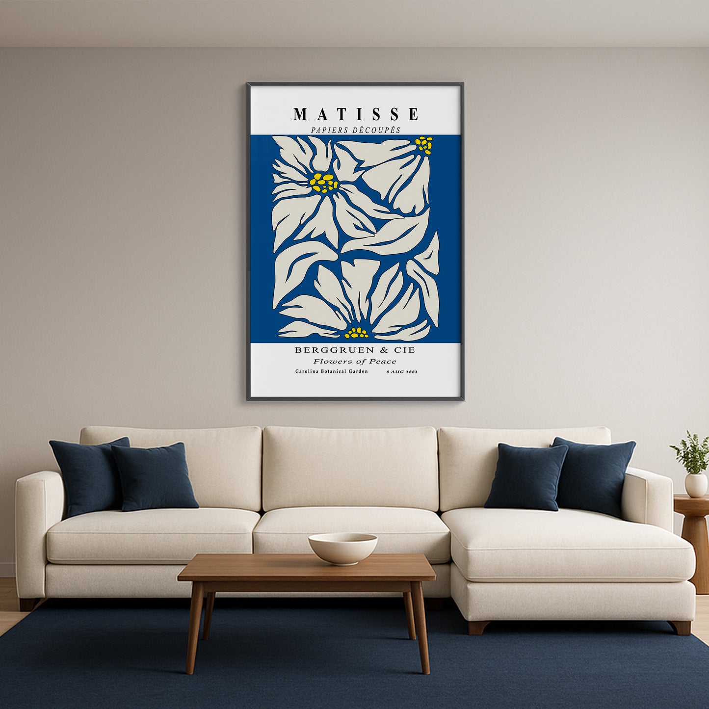 Golden Bloom- Modern Matisse Inspired Geometric Wall Art β Luxury Framed Glass Wall Decoration (Multiple Colors)