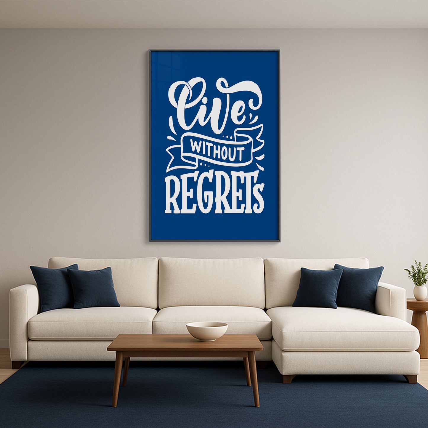 Live Without Regrets - Luxury Glass Framed Wall Art (Multiple Colors)