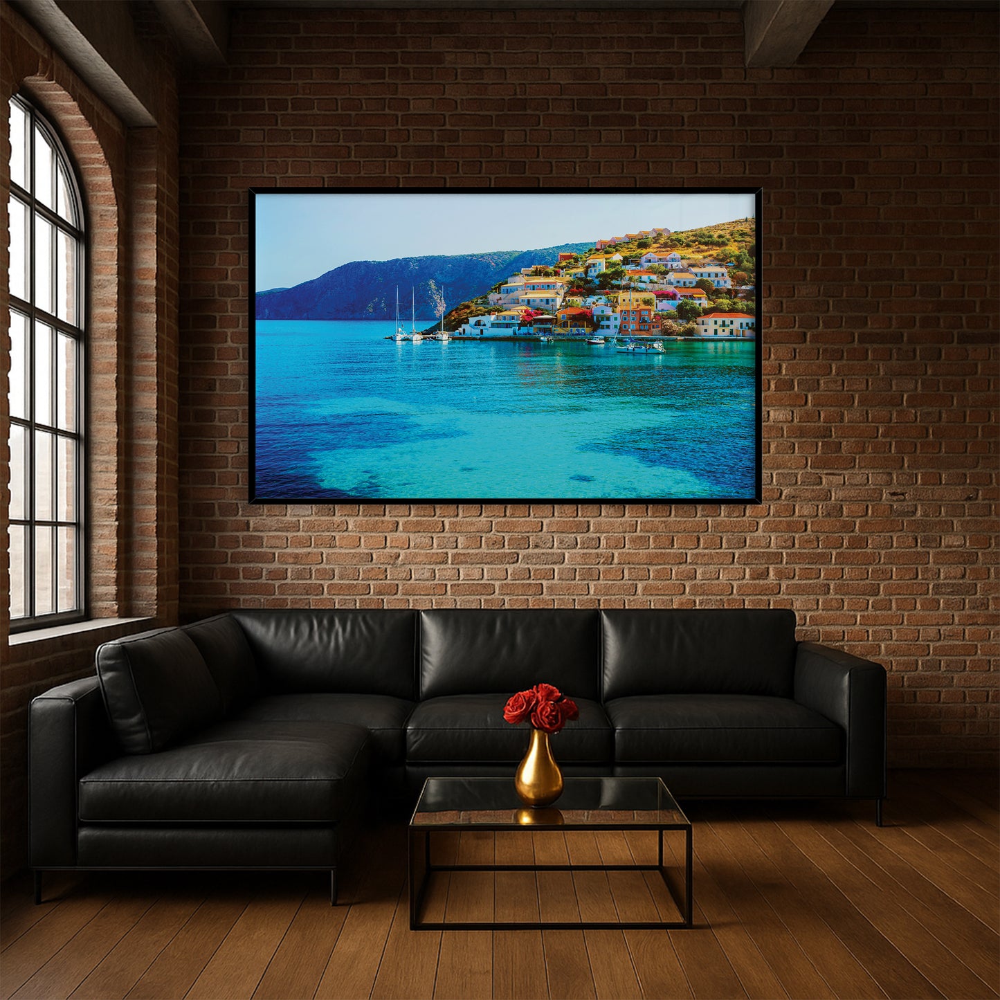 Assos Village Coastal View – Kefalonia Greece Wall Art, Seaside Homes and Turquoise Waters