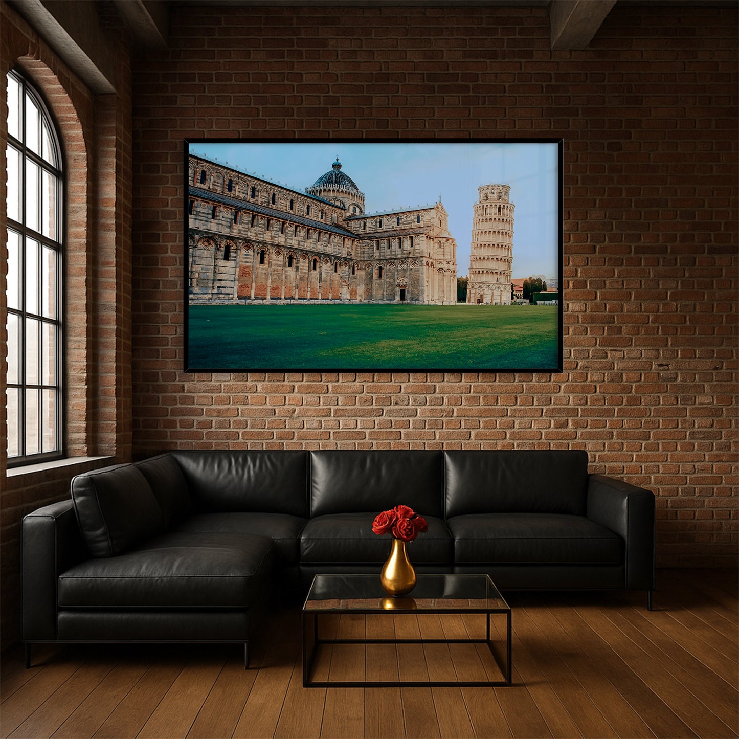 Leaning Tower of Pisa at Sunset – Iconic Italian Landmark | High-Gloss Glass Print