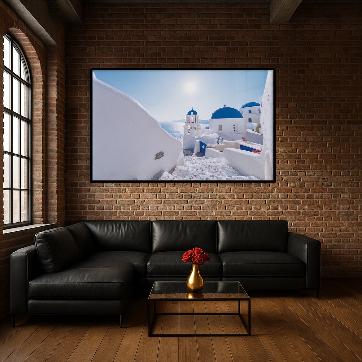 Oia Vista β Santorini Bell Tower Wall Art, Iconic Greek Architecture at Sunrise