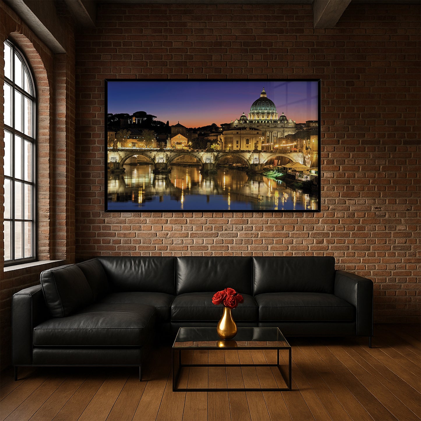 Vatican at Dusk โ Rome Cityscape Wall Art, St. Peter's Basilica and Tiber River Reflections