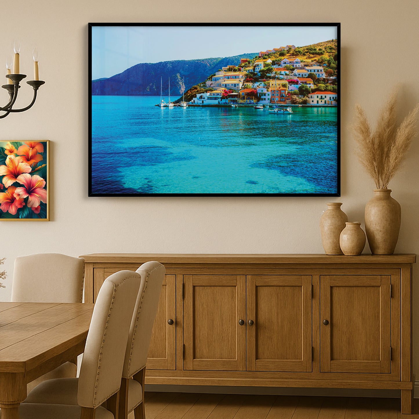 Assos Village Coastal View – Kefalonia Greece Wall Art, Seaside Homes and Turquoise Waters