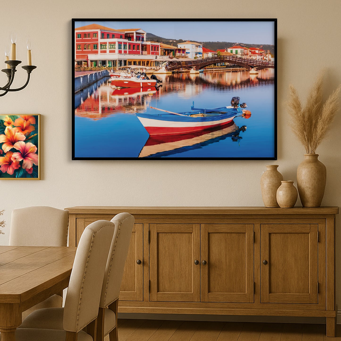 Lefkada Harbor β Greek Fishing Village Wall Art, Colorful Waterfront Scene