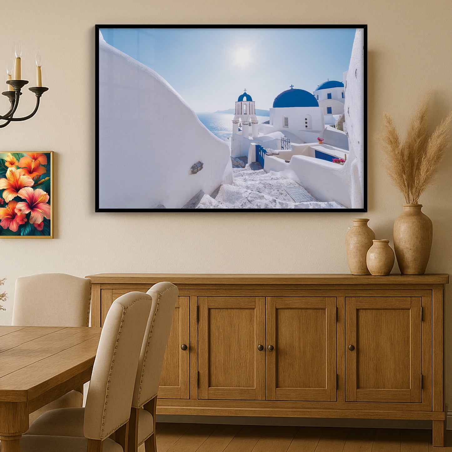 Oia Vista β Santorini Bell Tower Wall Art, Iconic Greek Architecture at Sunrise
