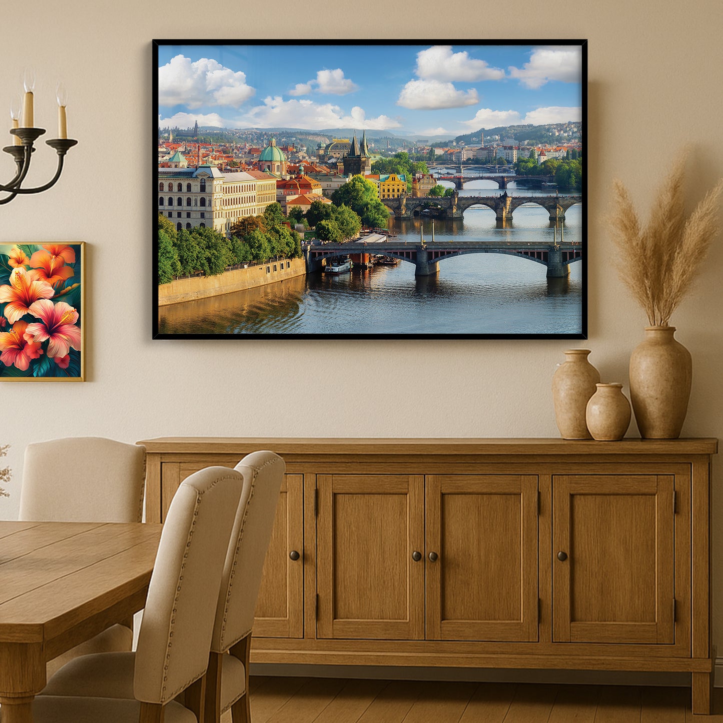 Prague Bridges Over Vltava River β European Cityscape Wall Art