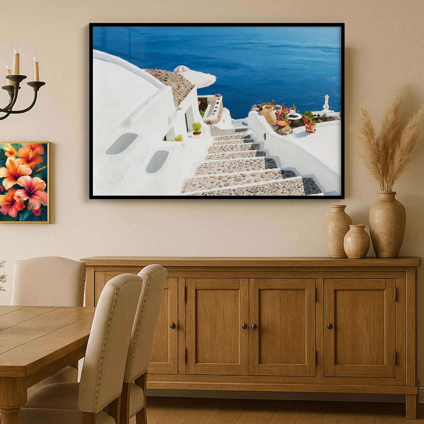 Santorini Cliffside Stairs – Greek Island Wall Art