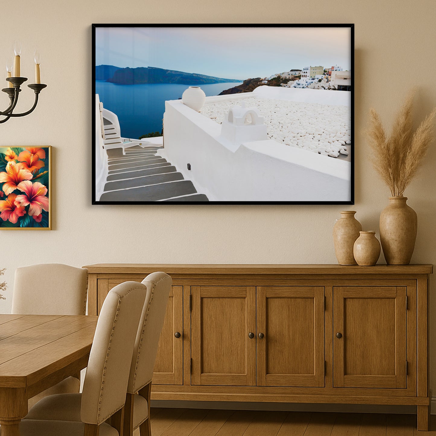 Santorini Cliffside Steps – Aegean Sea View Wall Art, Greek Island Architecture