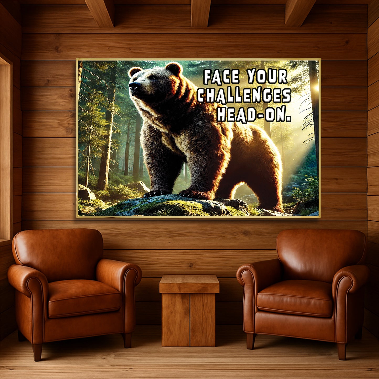 The Fearless Bear – Face Your Challenges Motivational Wall Art