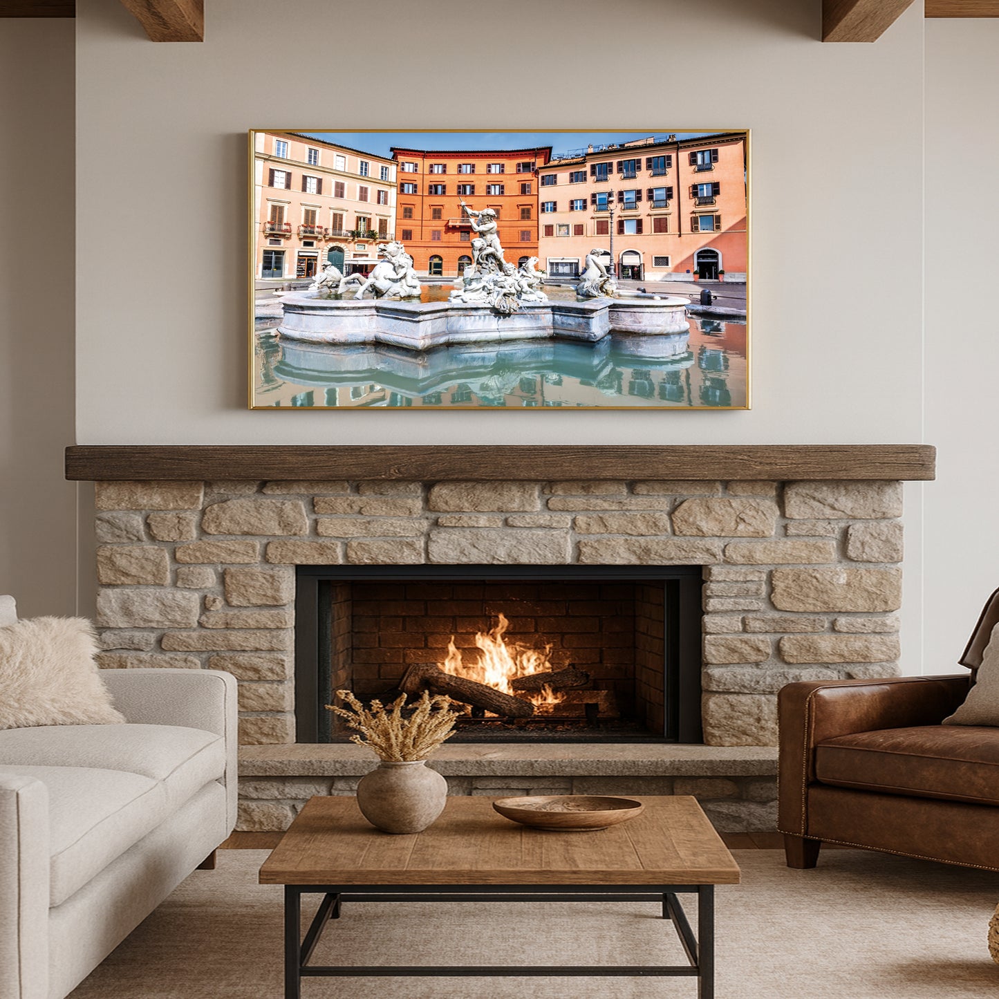 Fountain of Neptune – Baroque Sculpture in Piazza Navona, Rome | Premium Wall Art