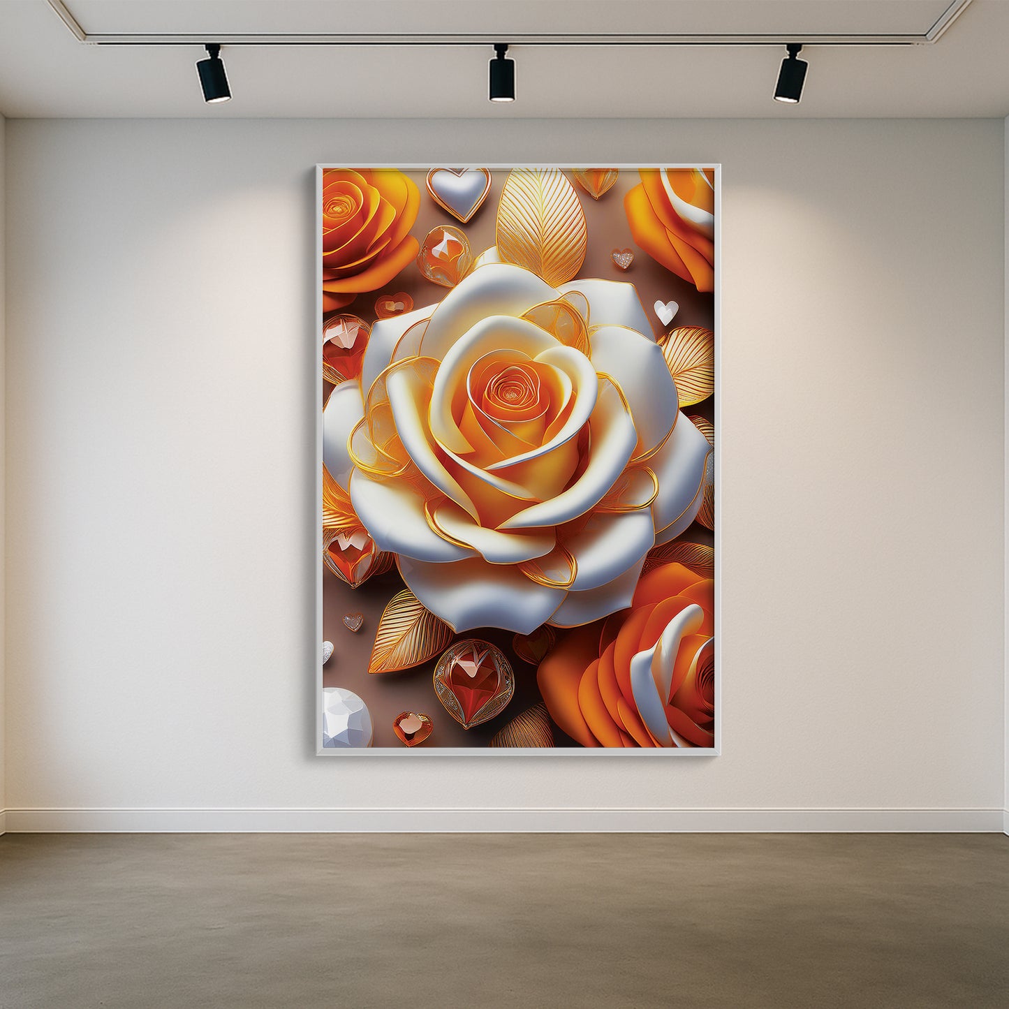 Radiant Yellow & White Rose Metal Framed Wall Art – Luxury Floral Décor