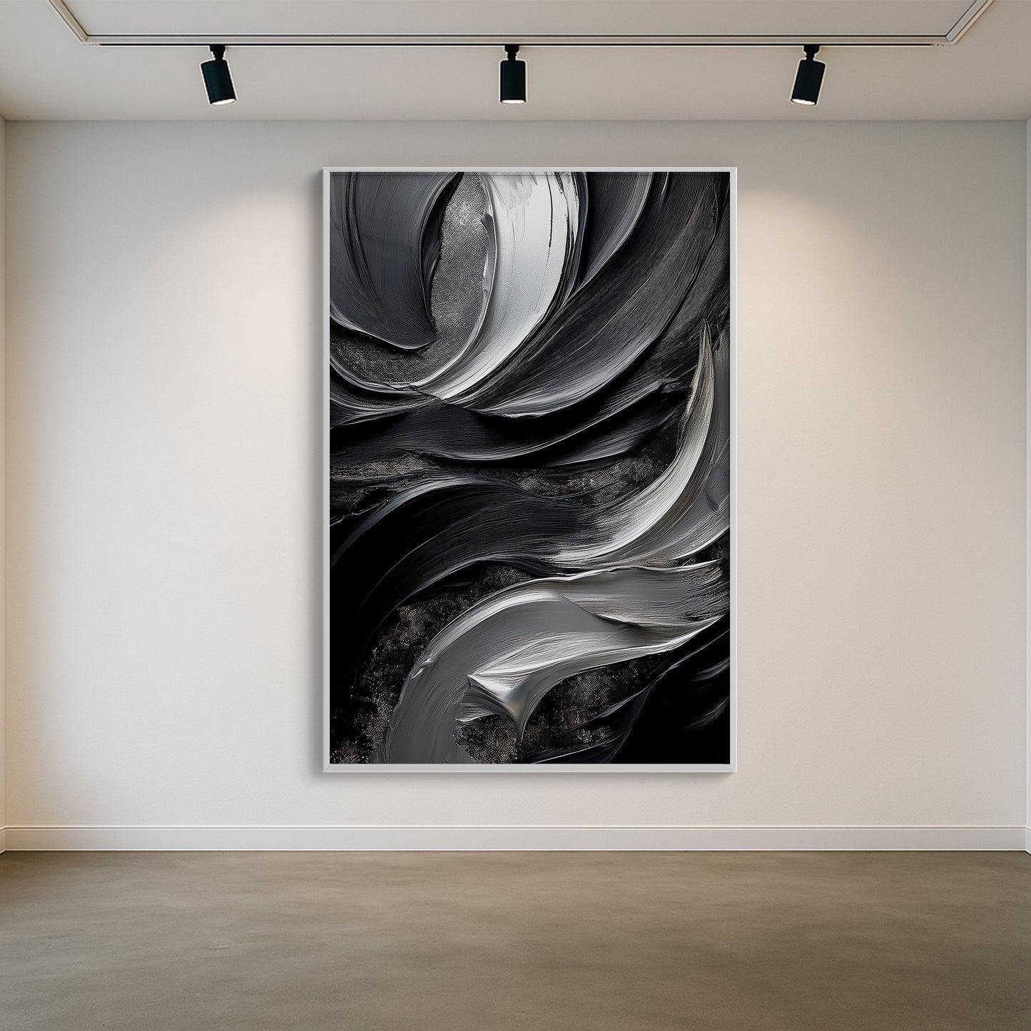 Black & Silver Abstract Wall Art – Modern Luxury Décor
