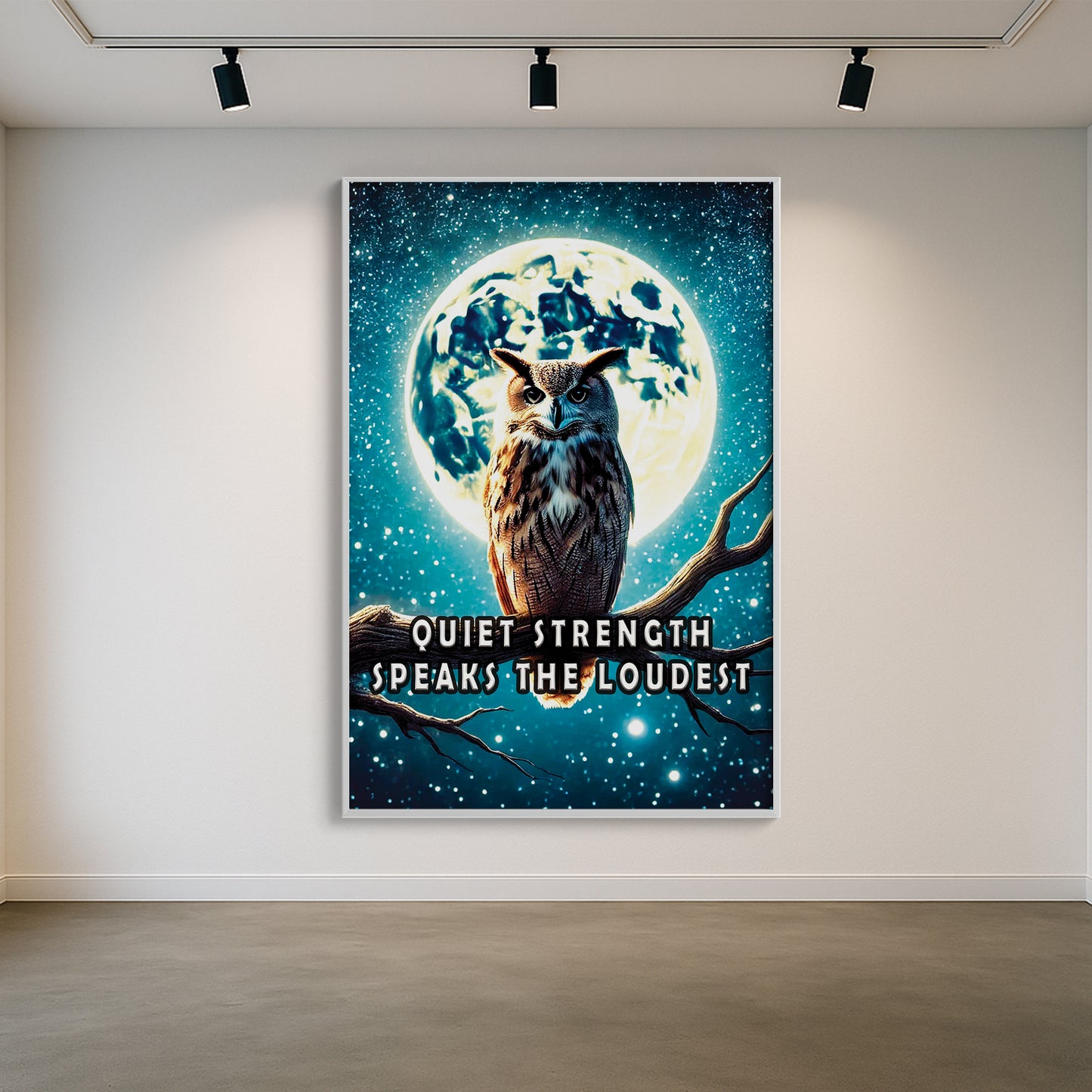 Quiet Strength – Owl Moonlight Motivational Wall Art