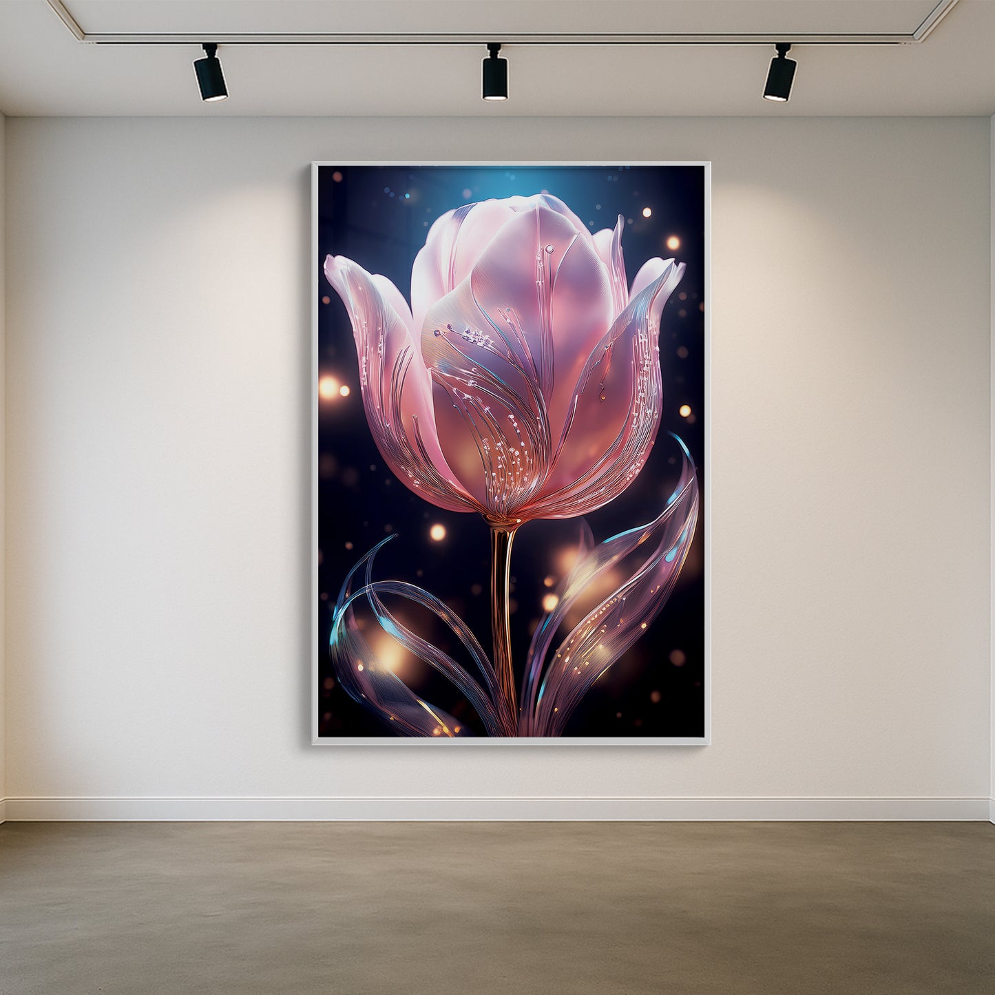 Radiant Pink Tulip Metal Framed Wall Art – Elegant Luxury Floral