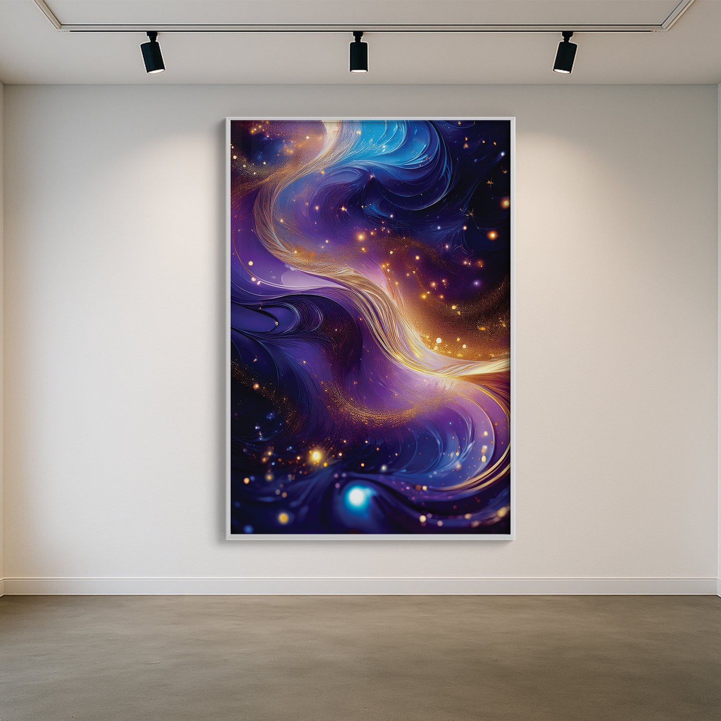 Cosmic Abstract Wall Art – Purple and Gold Galaxy-Inspired Décor