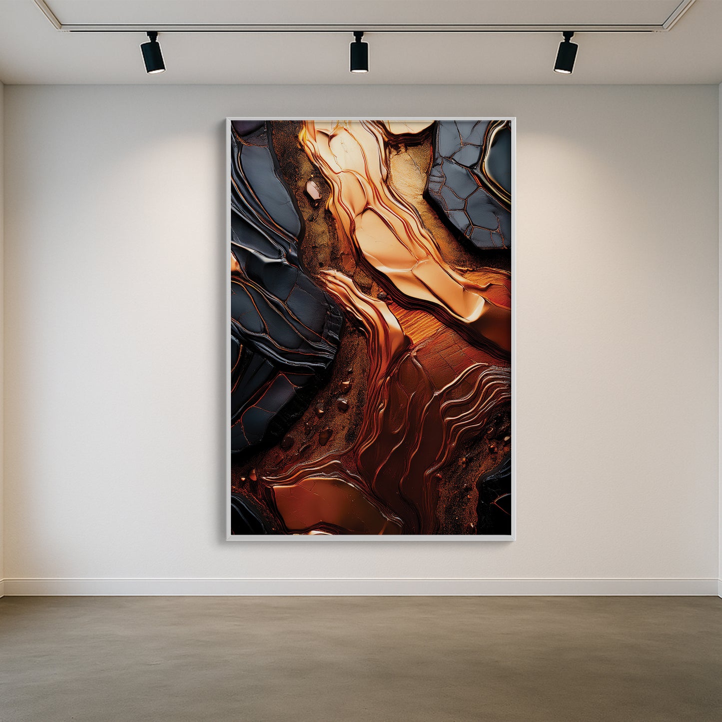 Molten Copper & Black Abstract – Luxury Modern Wall Art
