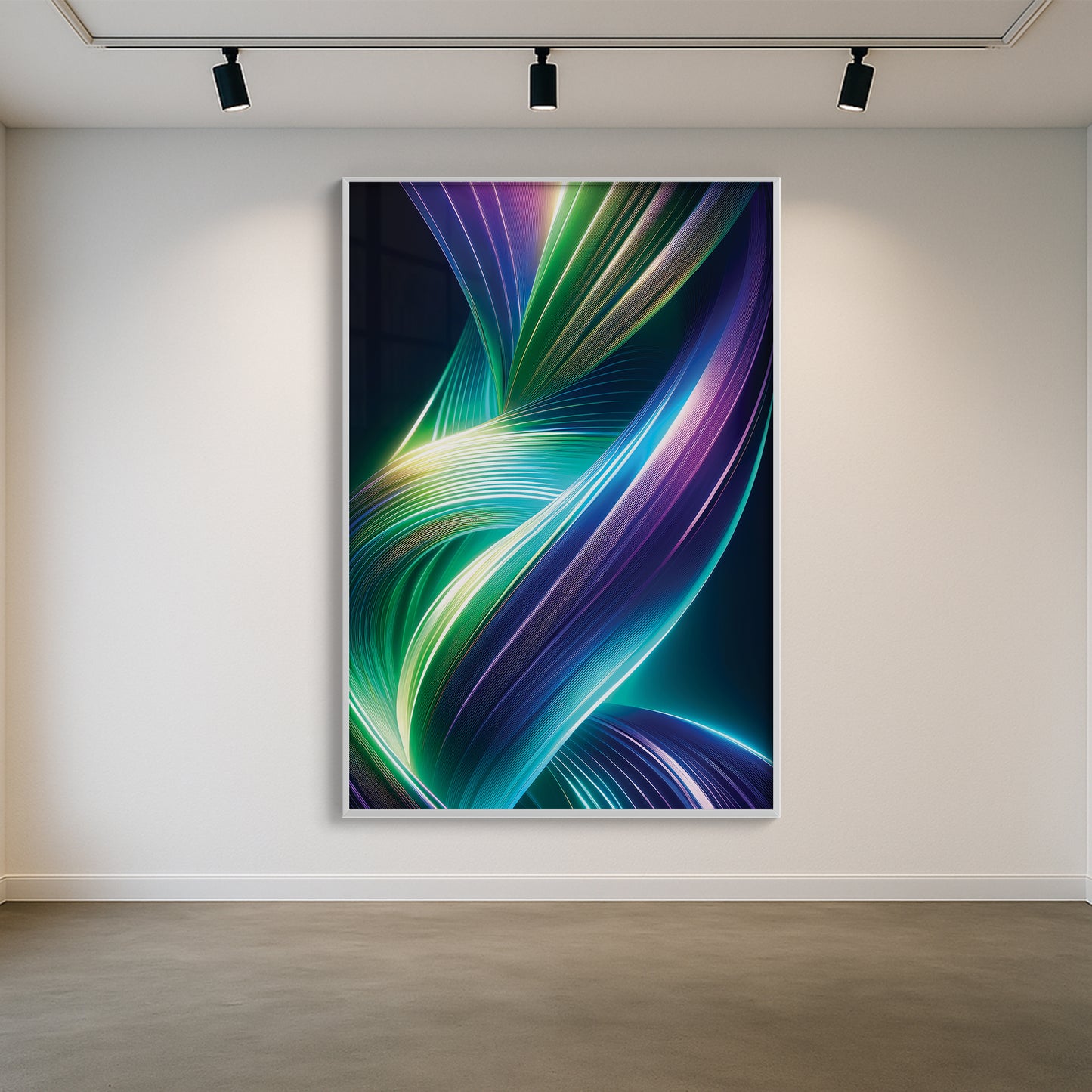 Radiant Ribbon Light Abstract Wall Art – Futuristic Modern Décor