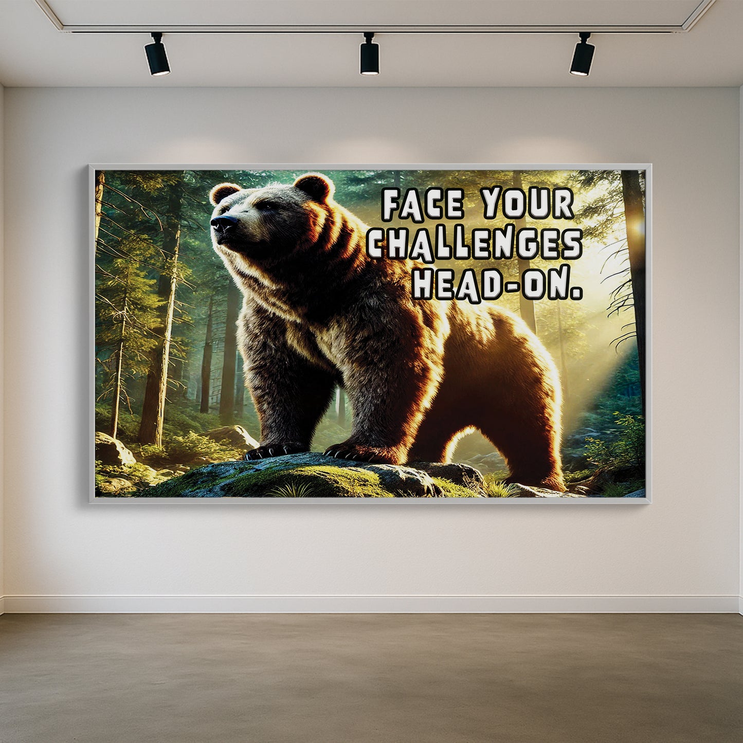 The Fearless Bear – Face Your Challenges Motivational Wall Art