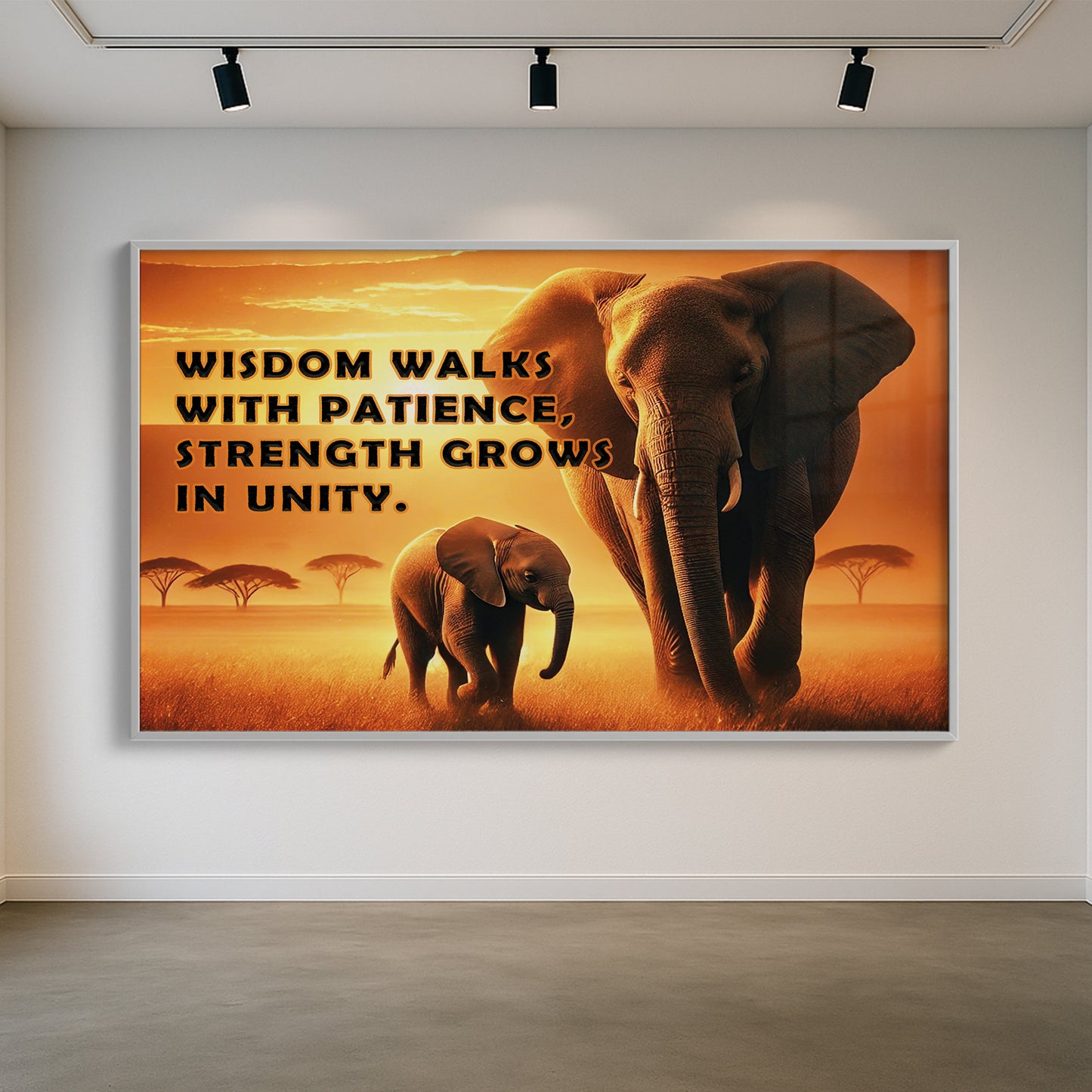 Elephants at Sunset – Wisdom & Unity Motivational Wall Art