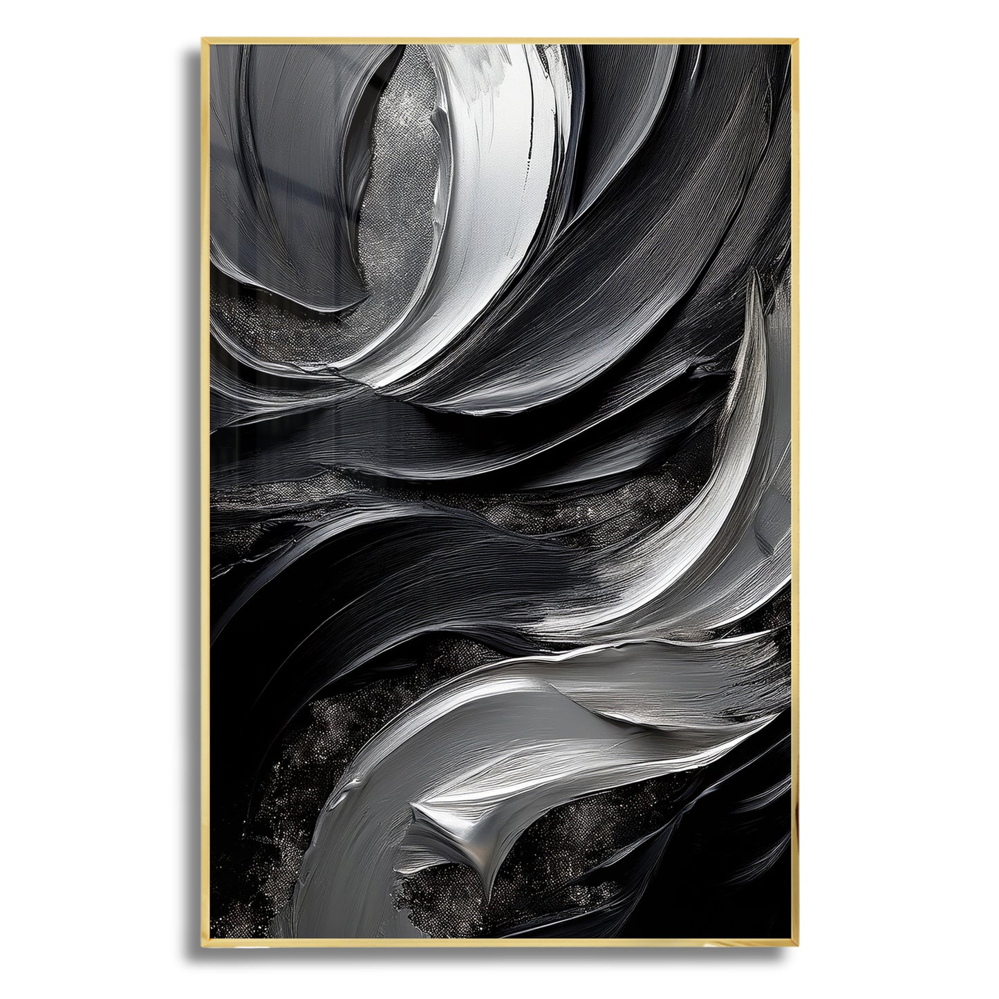 Black & Silver Abstract Wall Art – Modern Luxury Décor