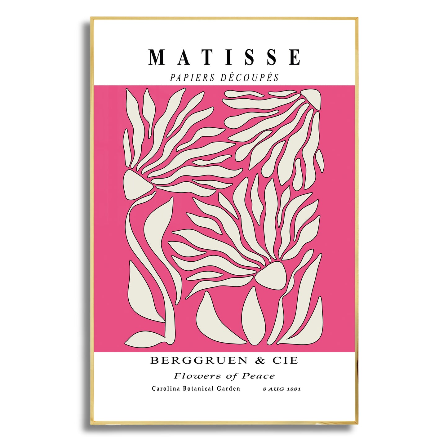 Flowers of Peace - Modern Matisse Inspired – Luxury Glass Framed Wall Art (Multiple Colors)